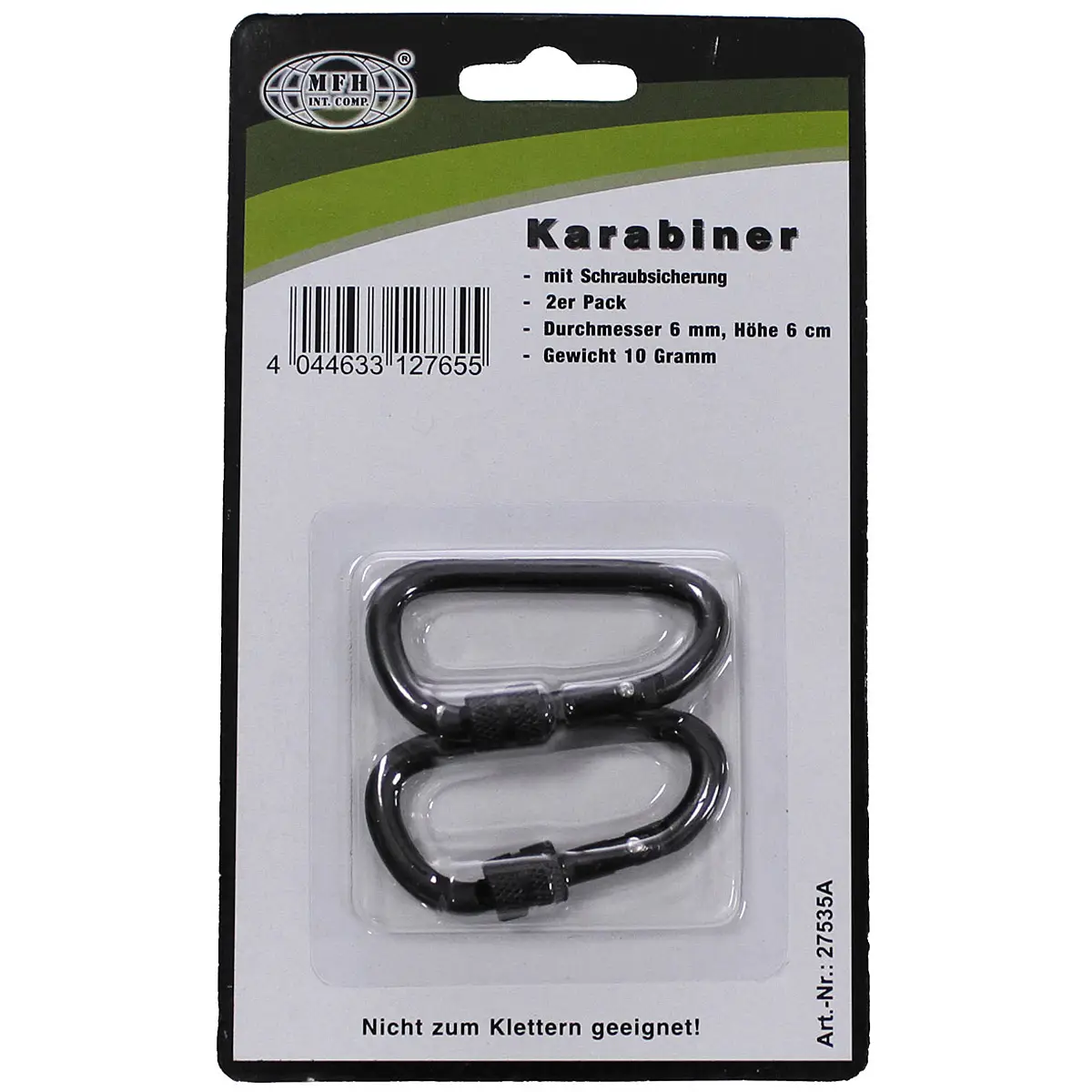 2 Stk Karabiner Schraubverschluss schwarz