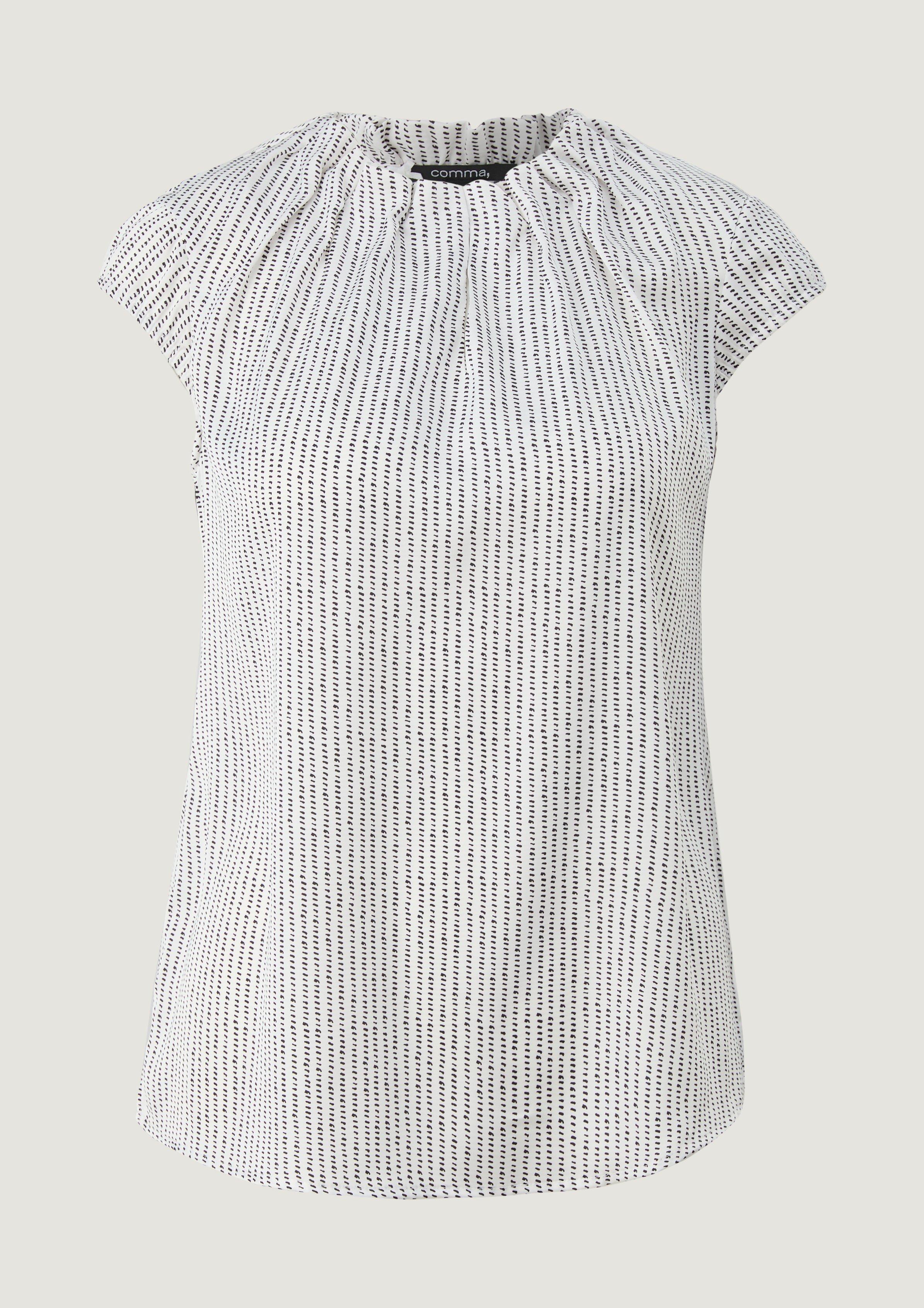 Satinbluse mit Raffung - weiß