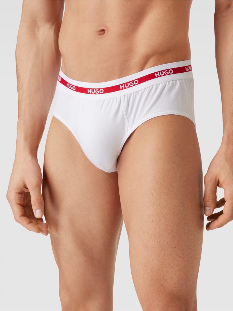 Slip mit elastischem Logo-Bund im 3er-Pack in rot
