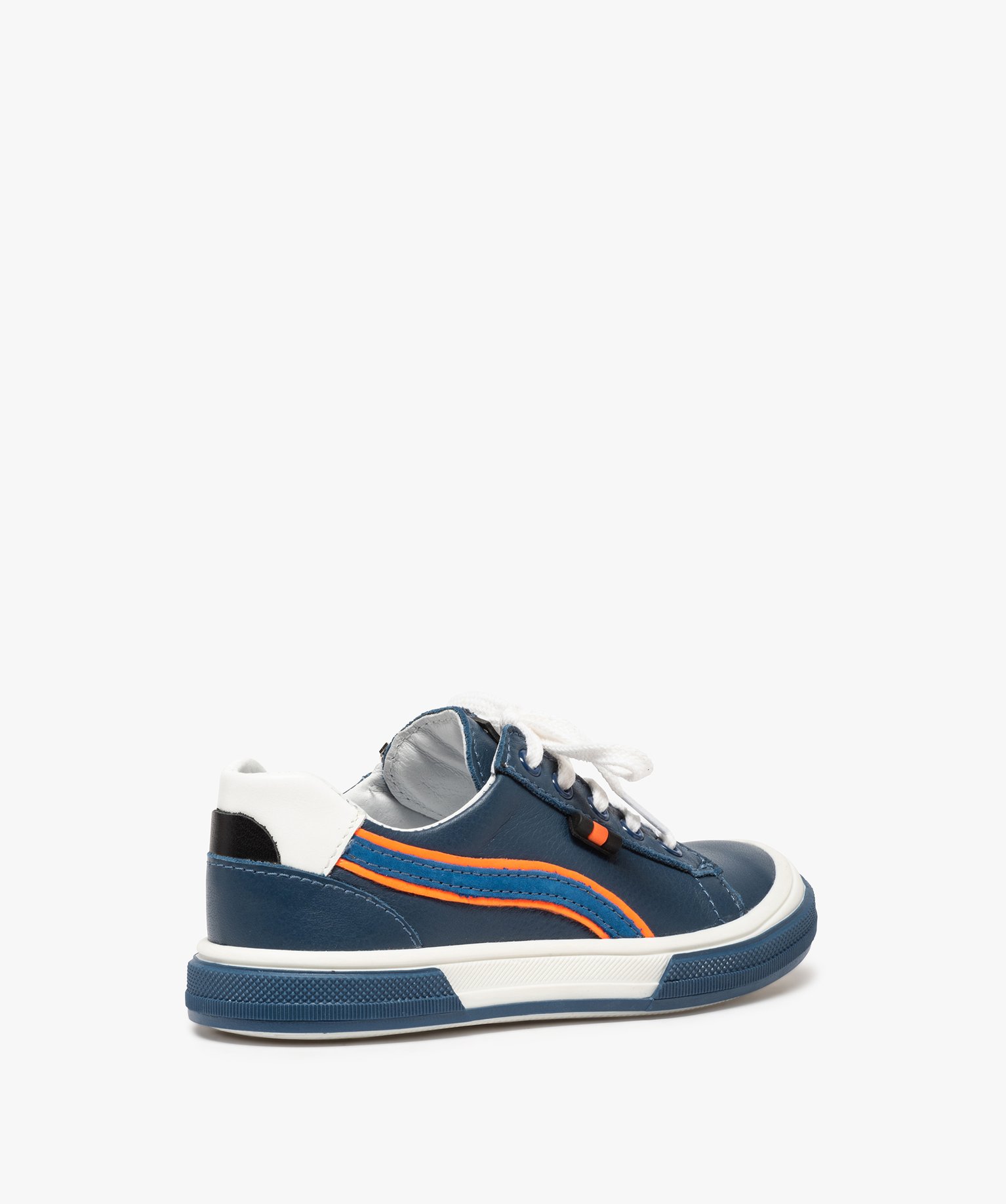 Baskets Garçon zippées en cuir détails fluo - Bopy marine | GEMO