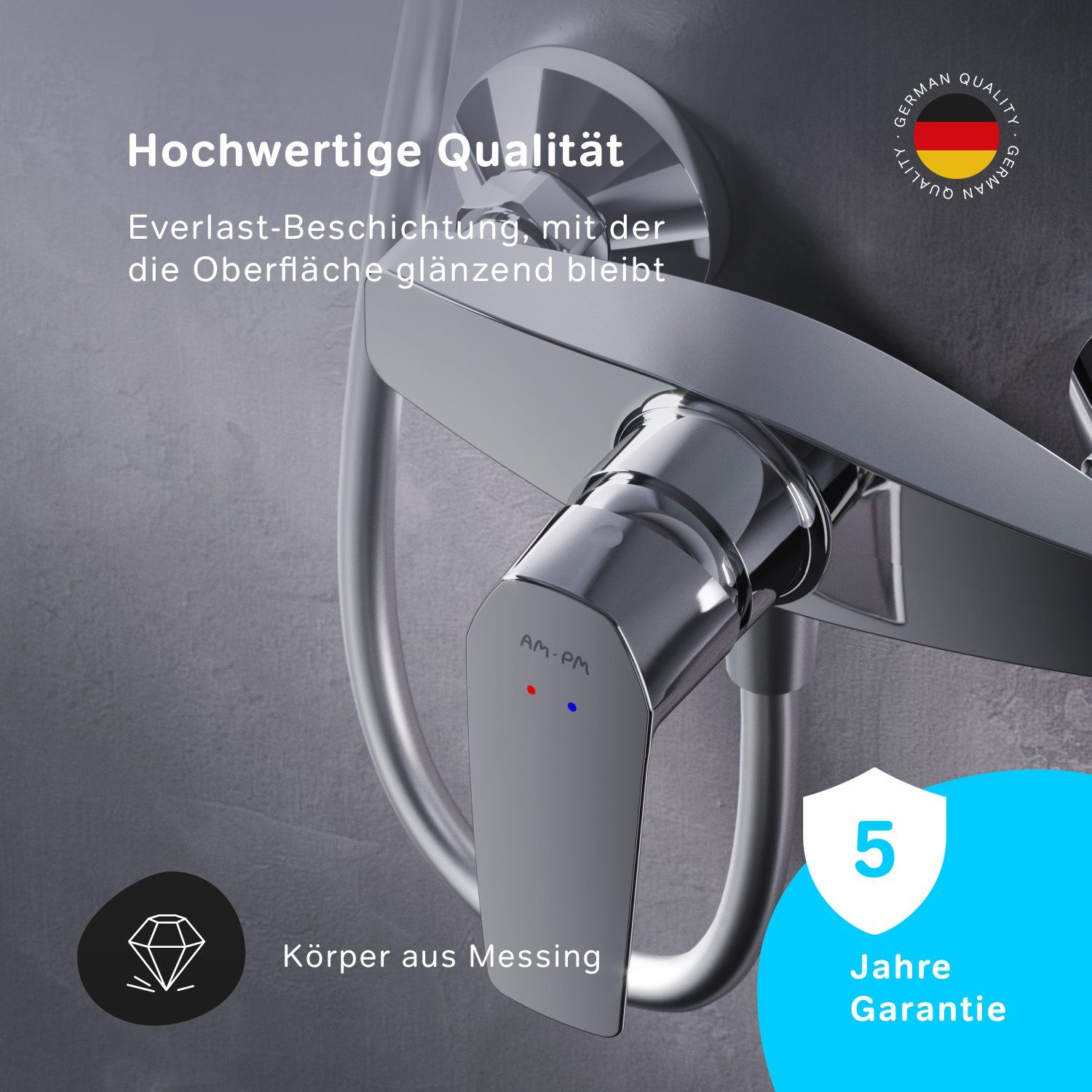 AM.PM Duscharmatur Gem Wassersparende, mit integrierte Rückflussverhinderer geräuscharm Keramikkartusche 35mm