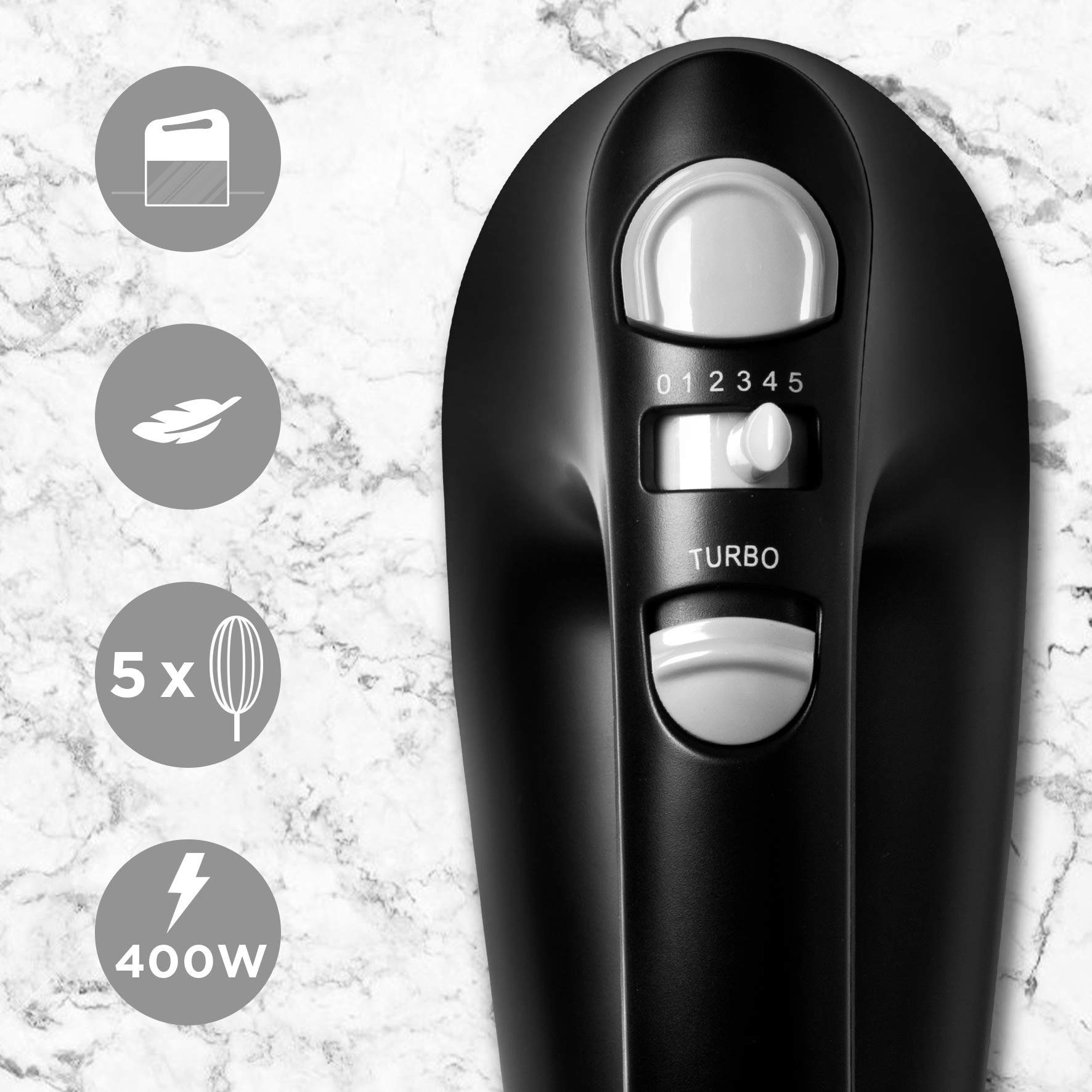 Duronic Handmixer, Duroni HM4BK Handrührer, Mixer mit 400W