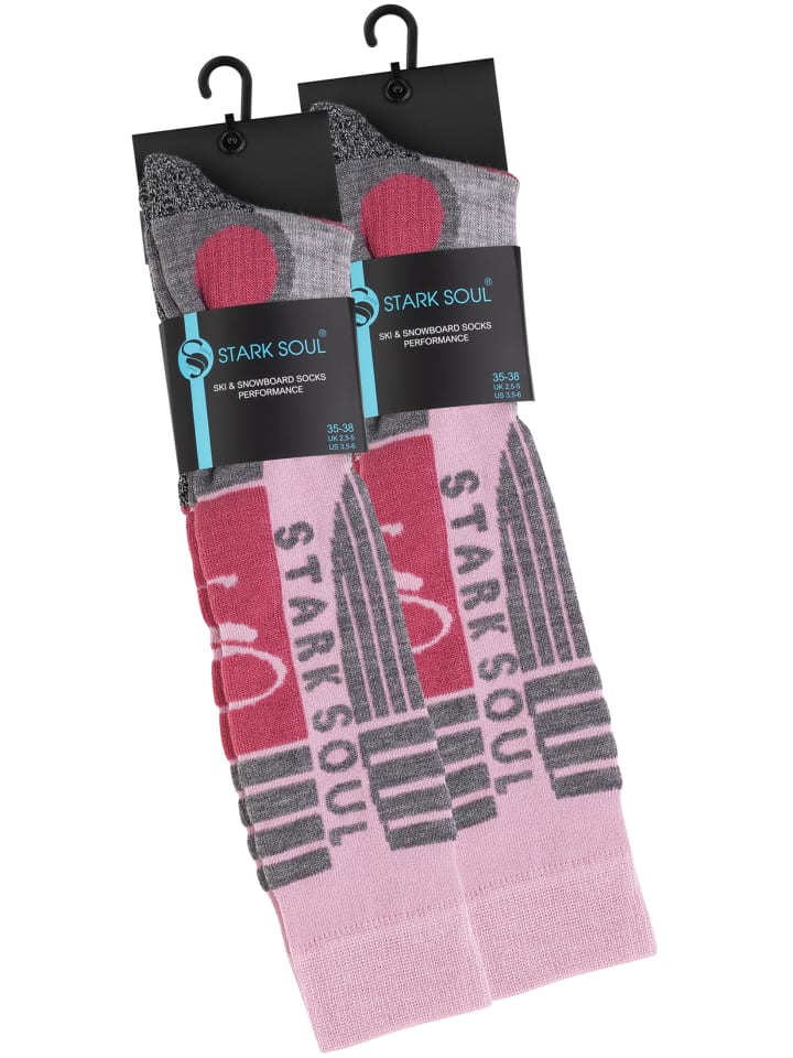 Stark Soul® Ski & Snowboard Socken 2 Paar, mit Spezialpolsterung in Altrosa/Grau günstig kaufen