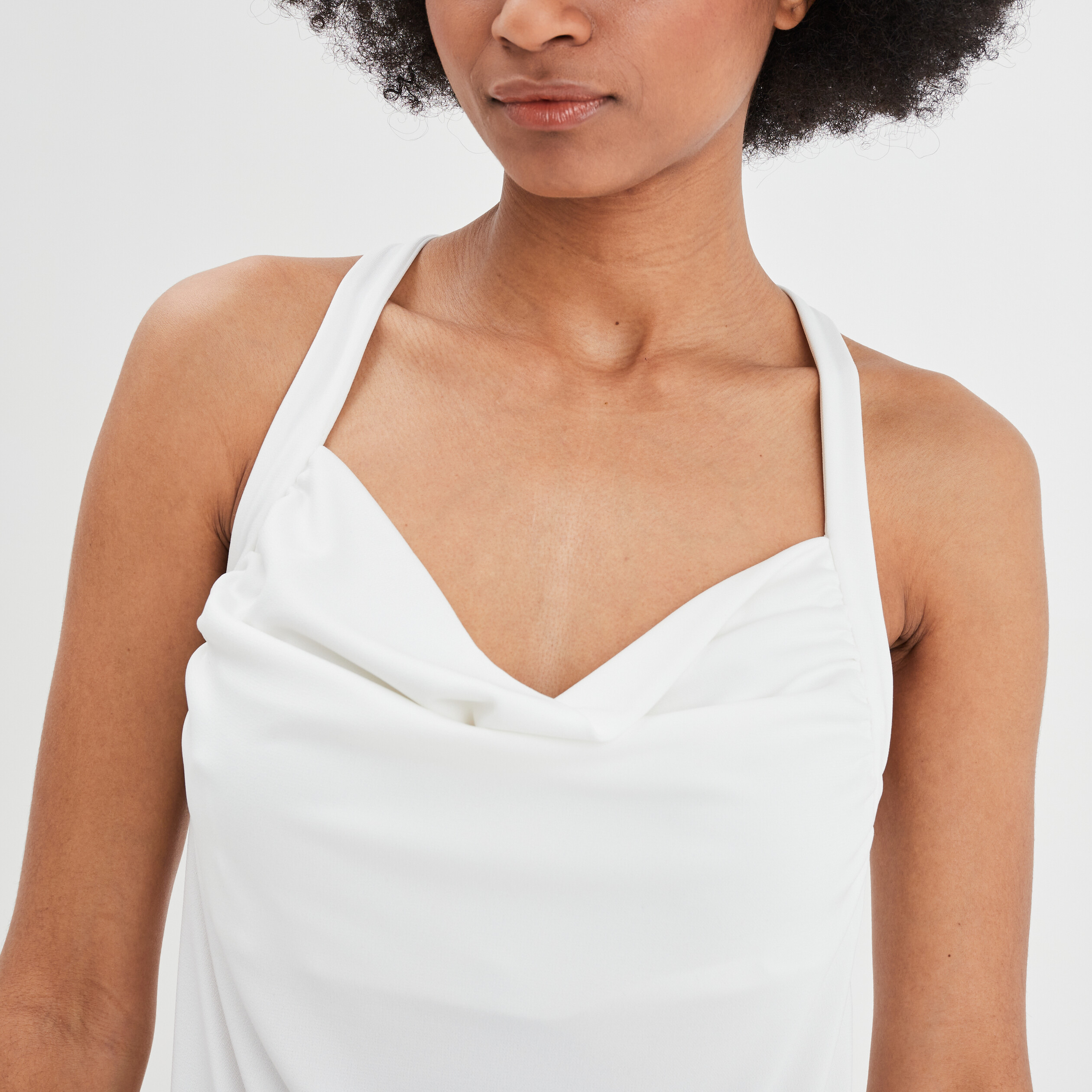 Débardeur col bénitier dos croisé blanc femme | La Halle