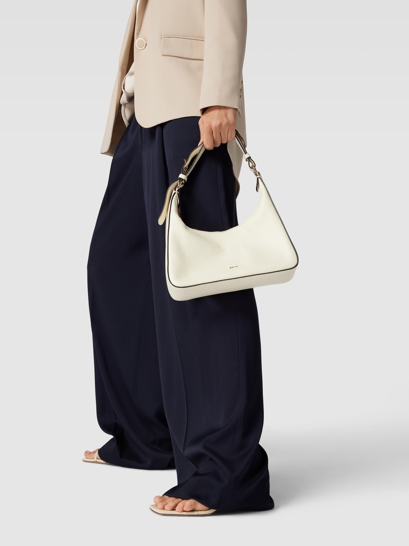 Hobo Bag mit Label-Detail Modell '8PM' in ecru