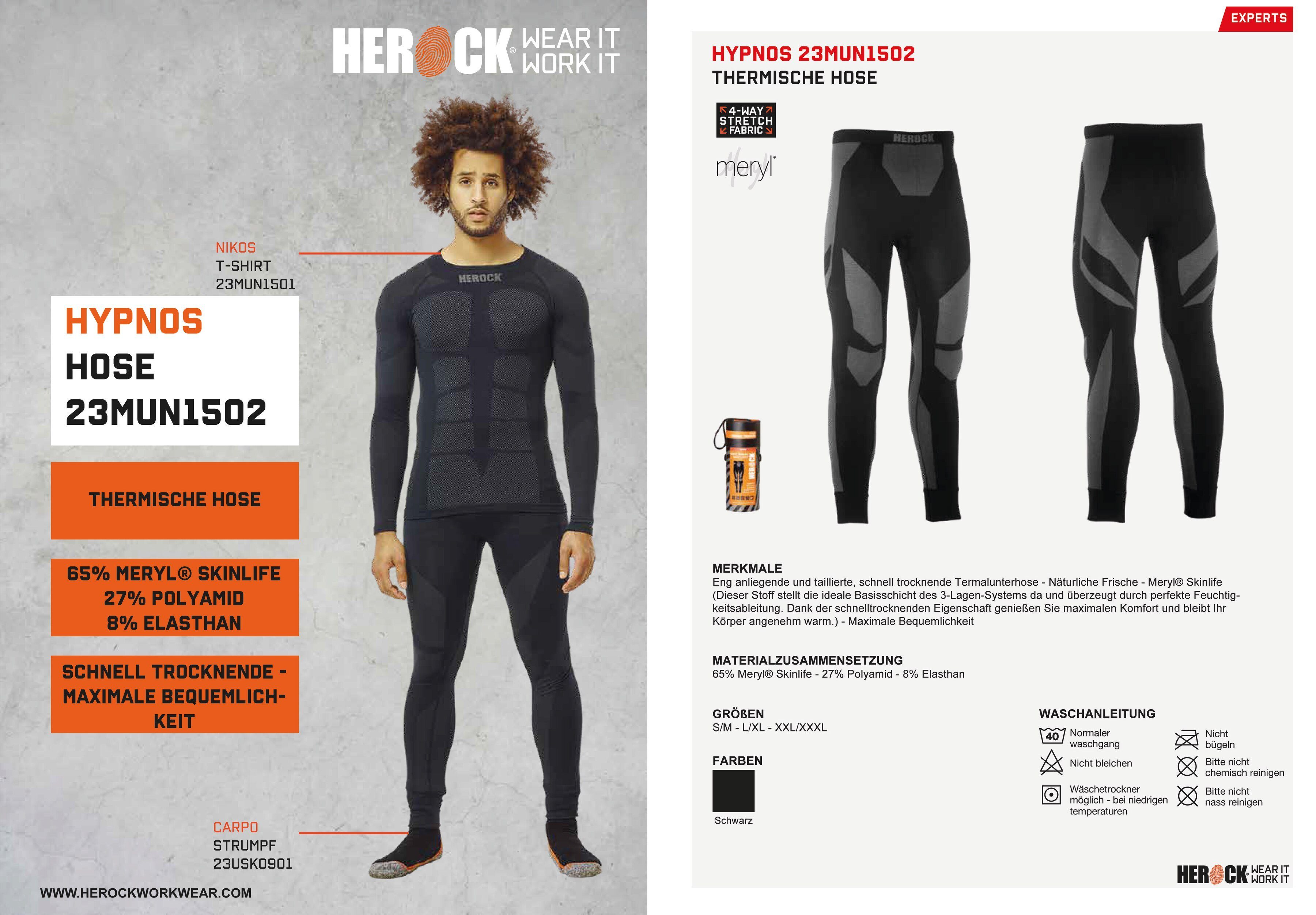Herock Arbeitshose Hypnos Thermal Hose Thermalunterhose, eng anliegend und tailliert, schnell trocknend