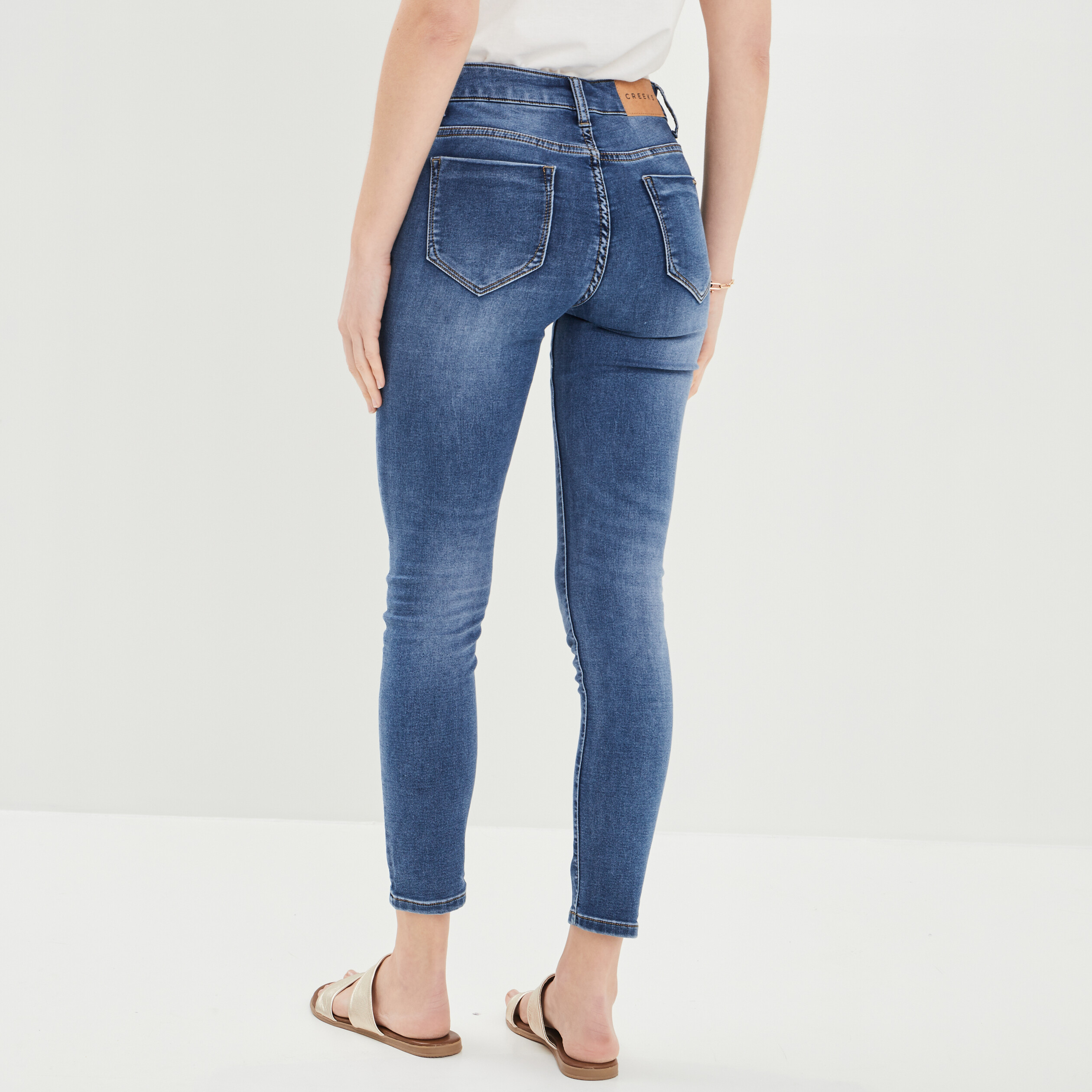 Jeans slim 7 8ème Creeks denim stone femme | La Halle