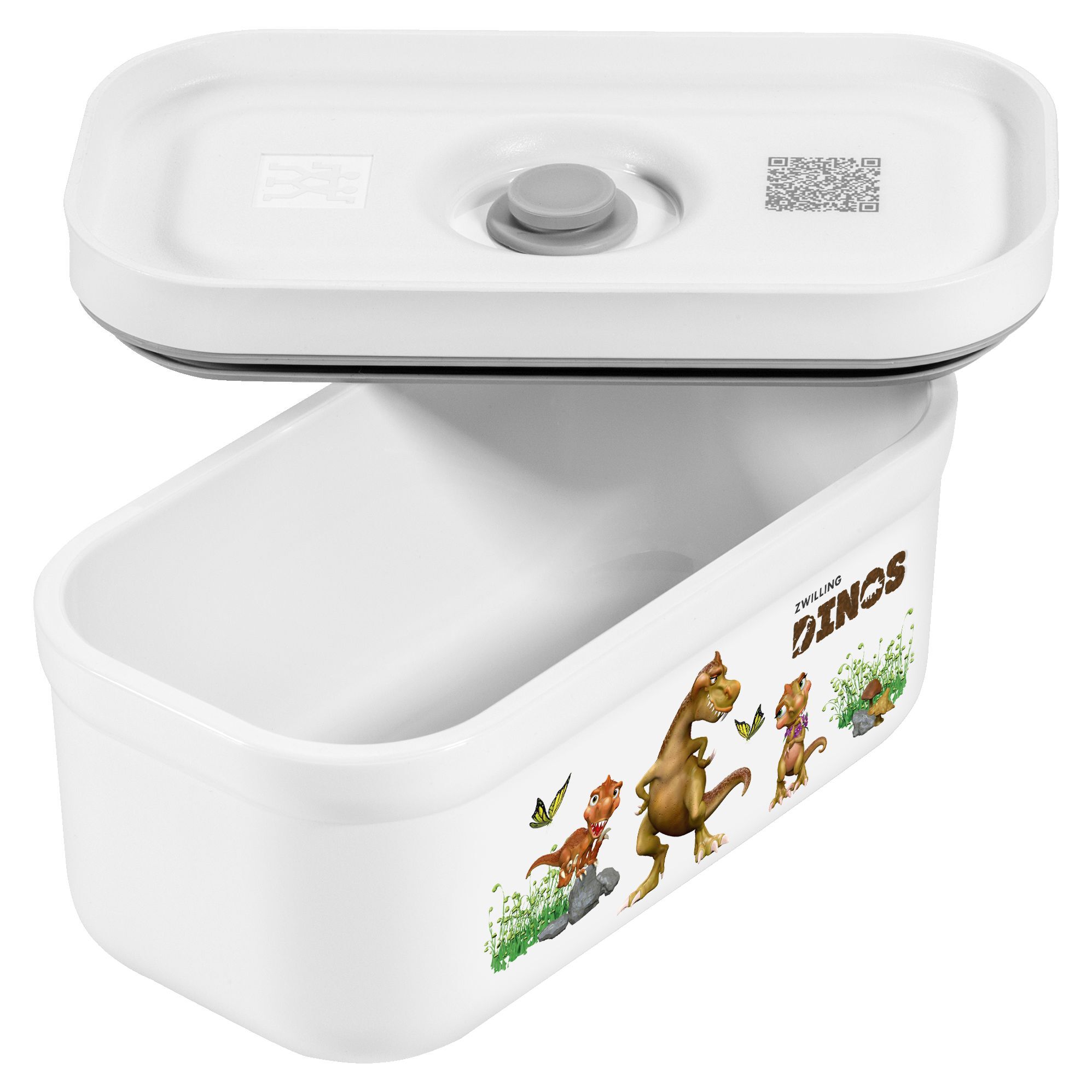 Vakuum Lunchbox DINOS S, Kunststoff, Weiß-grau