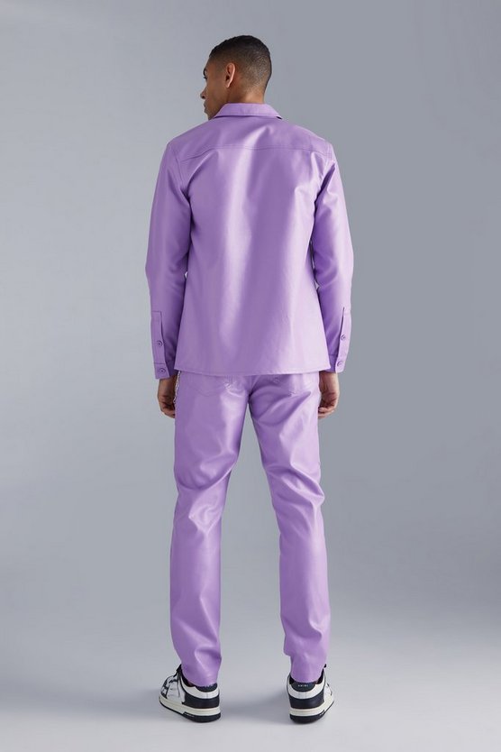 Besticktes PU-Overshirt mit Paisley-Print