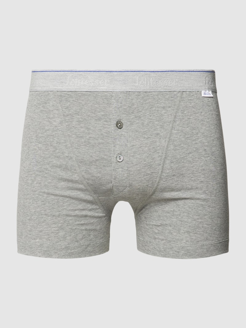 Boxershorts mit elastischem Logo-Bund Modell 'Ludwig' in mittelgrau meliert