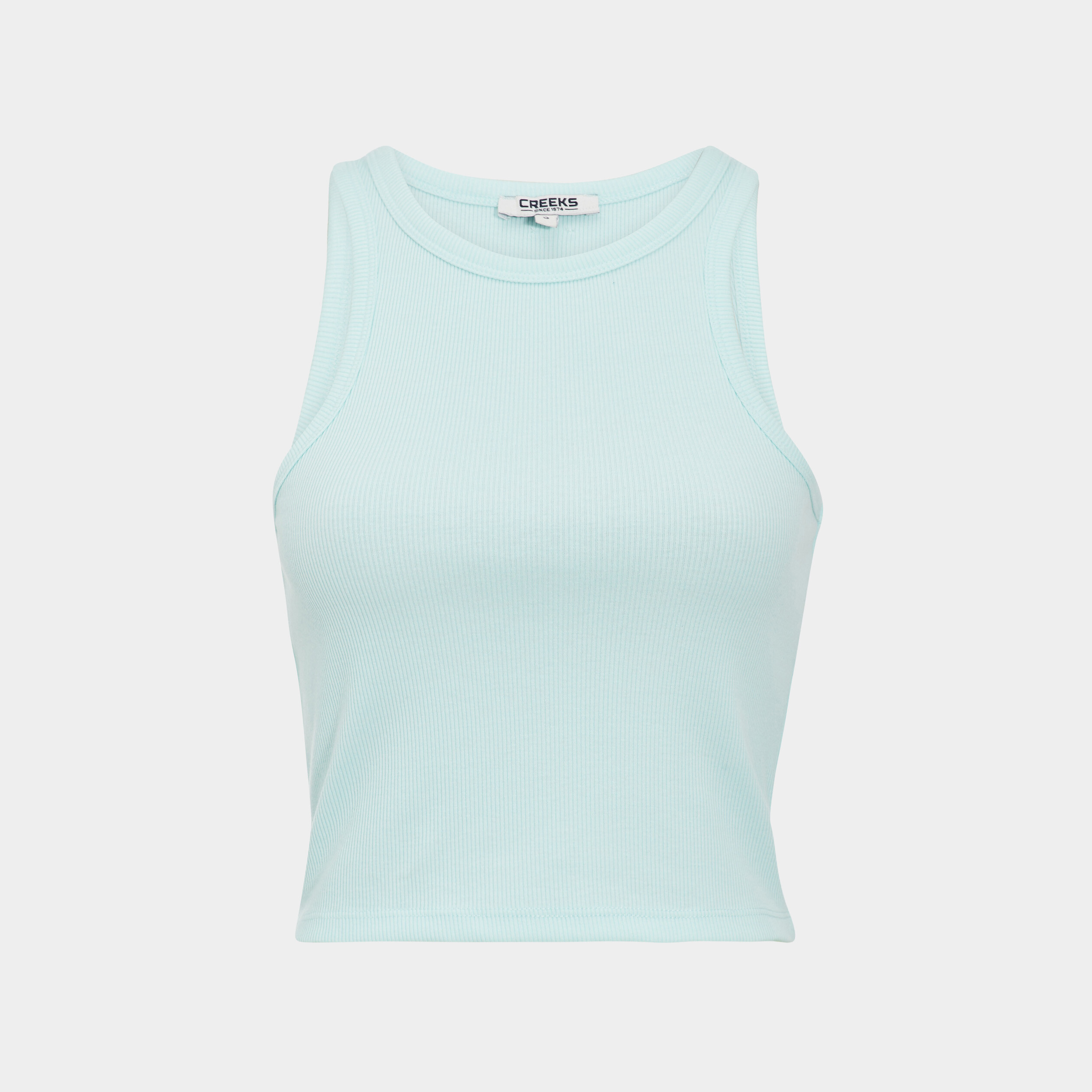 Débardeur côtelé encolure américaine bleu clair femme | La Halle