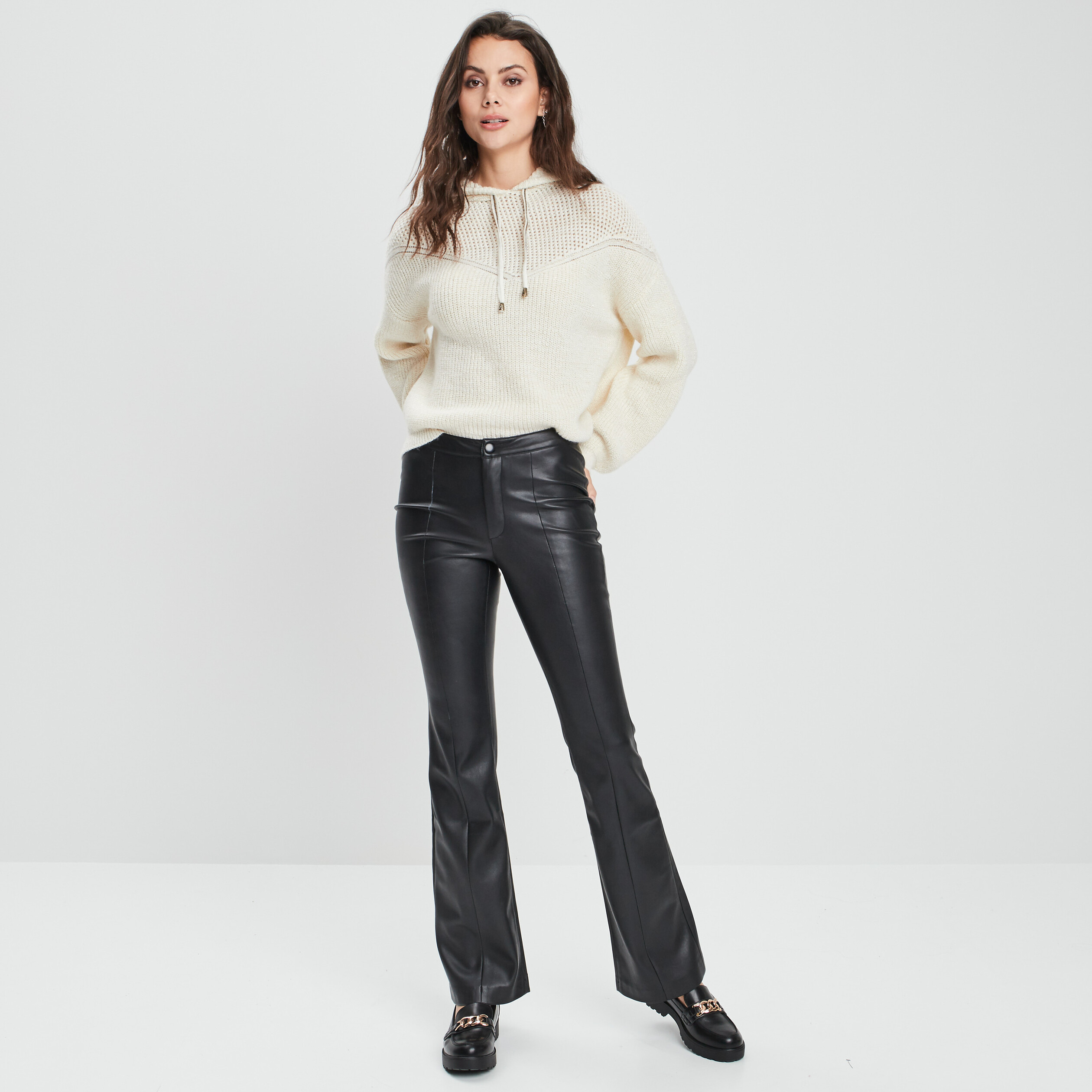 Pantalon flare simili cuir Liberto noir femme | La Halle