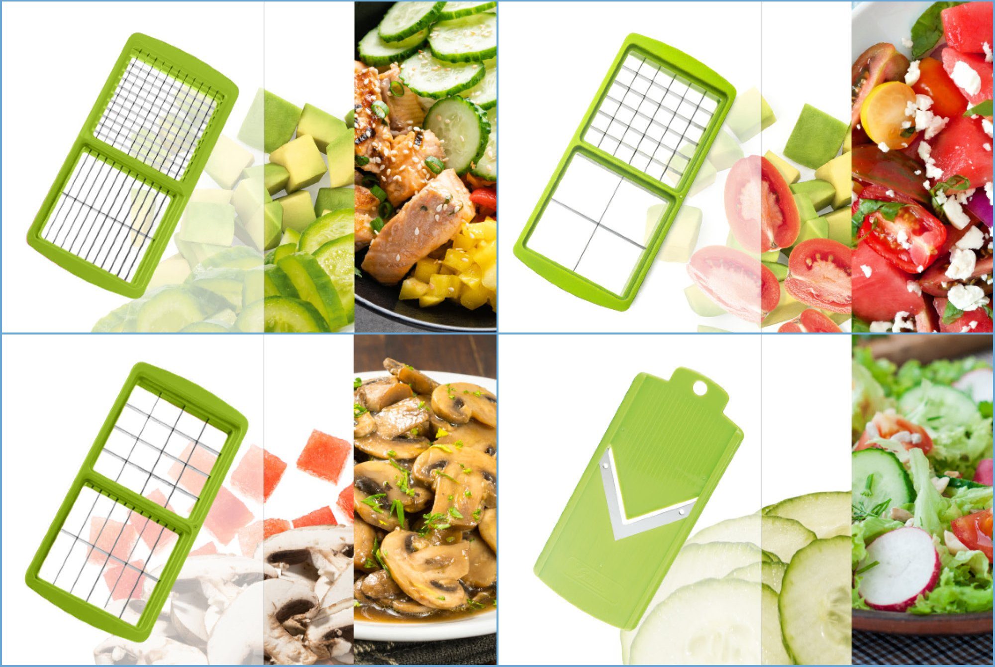 Genius Gemüseschneider Nicer Dicer Smart 14tlg. Gemüsehobel Würfelschneider, 3 Auffangbehälter mit 800 ml Fassungsvolumen Madoline Salatschneider
