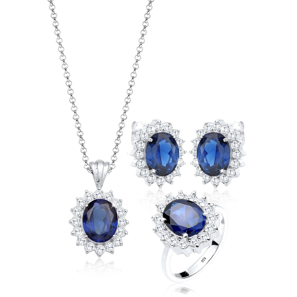 Elli Elli Ensemble de Bijoux Femme Pendentif Glamorous avec des Cristaux de Zircone Cu Bijoux