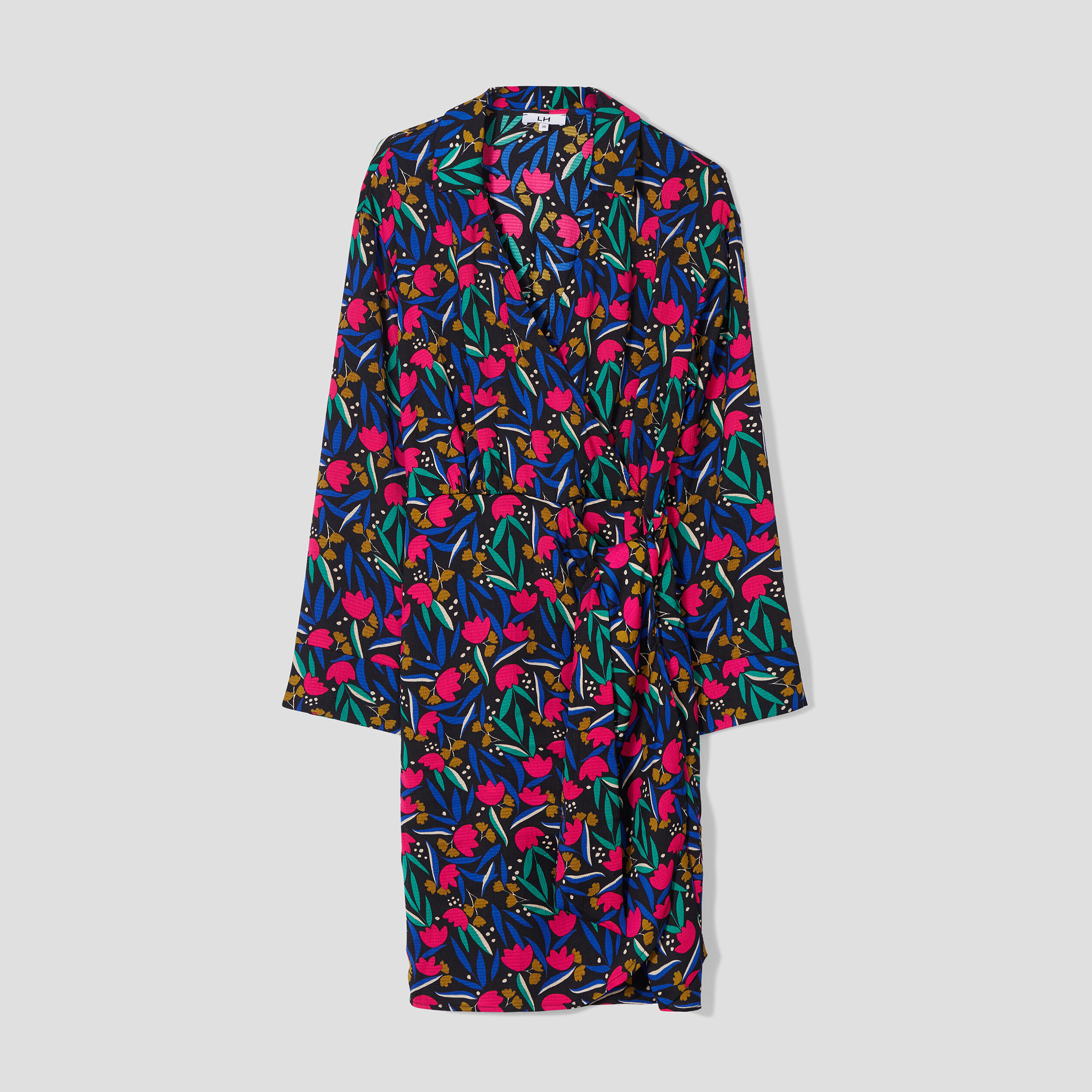 Robe col cache-coeur avec noeud noir femme | La Halle
