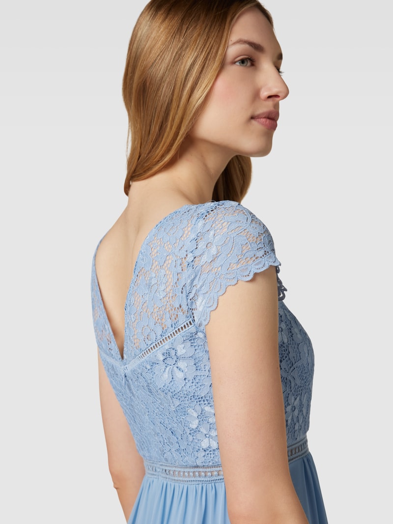 Abendkleid mit floraler Spitze in bleu