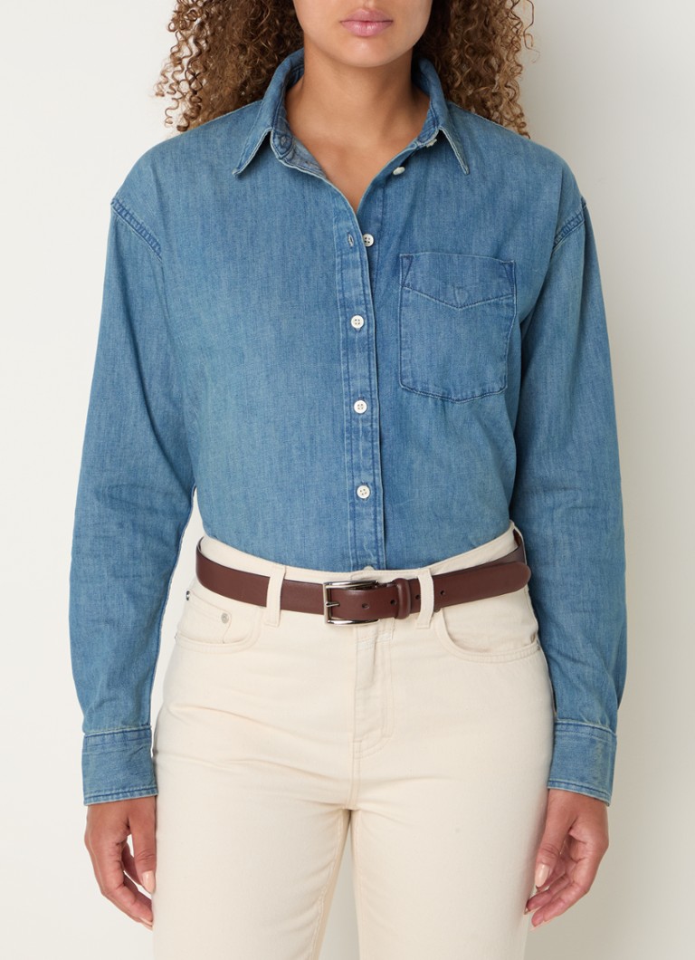 Ralph Lauren  Blouse van chambray met borstzak