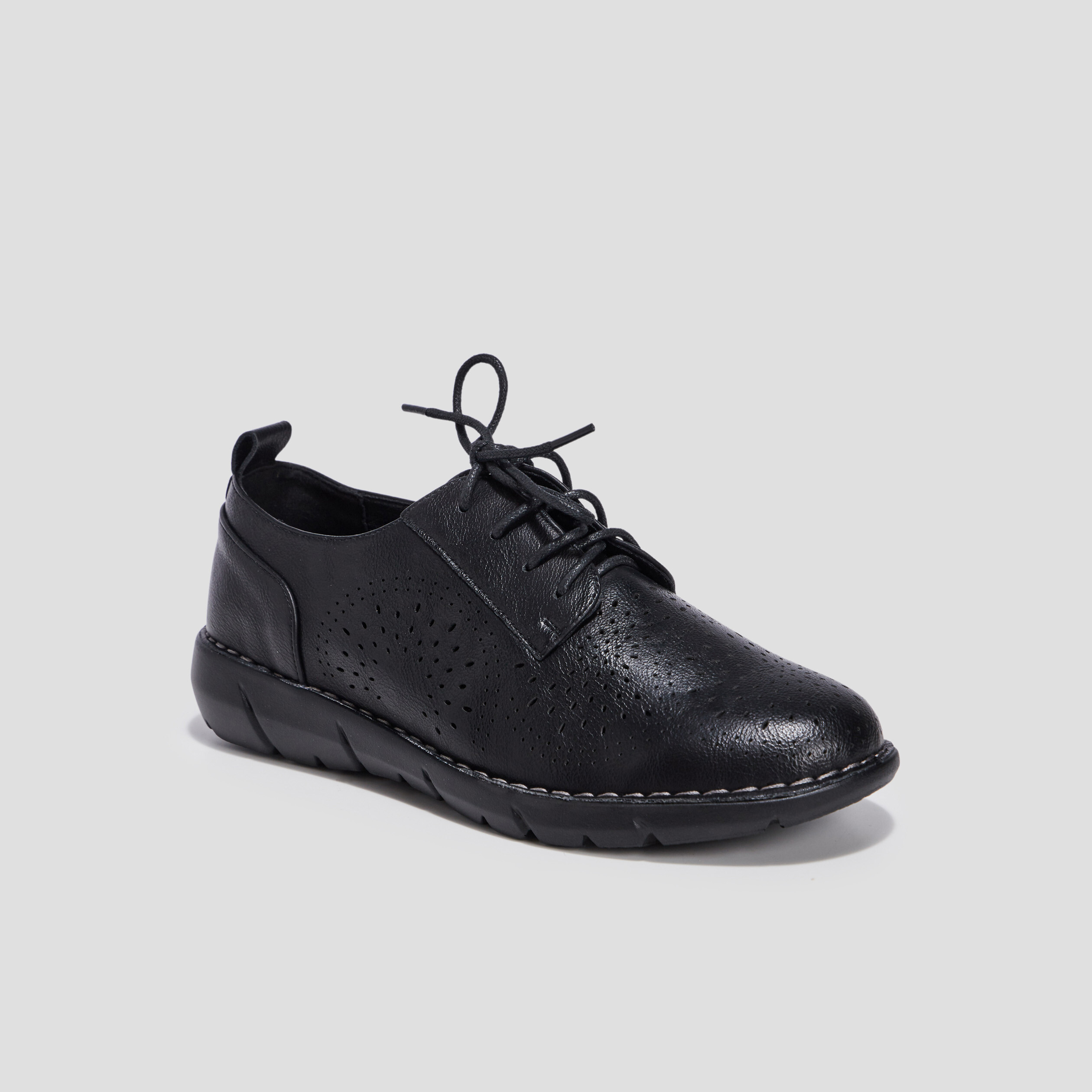 Derbies à lacets compensées noir femme | La Halle