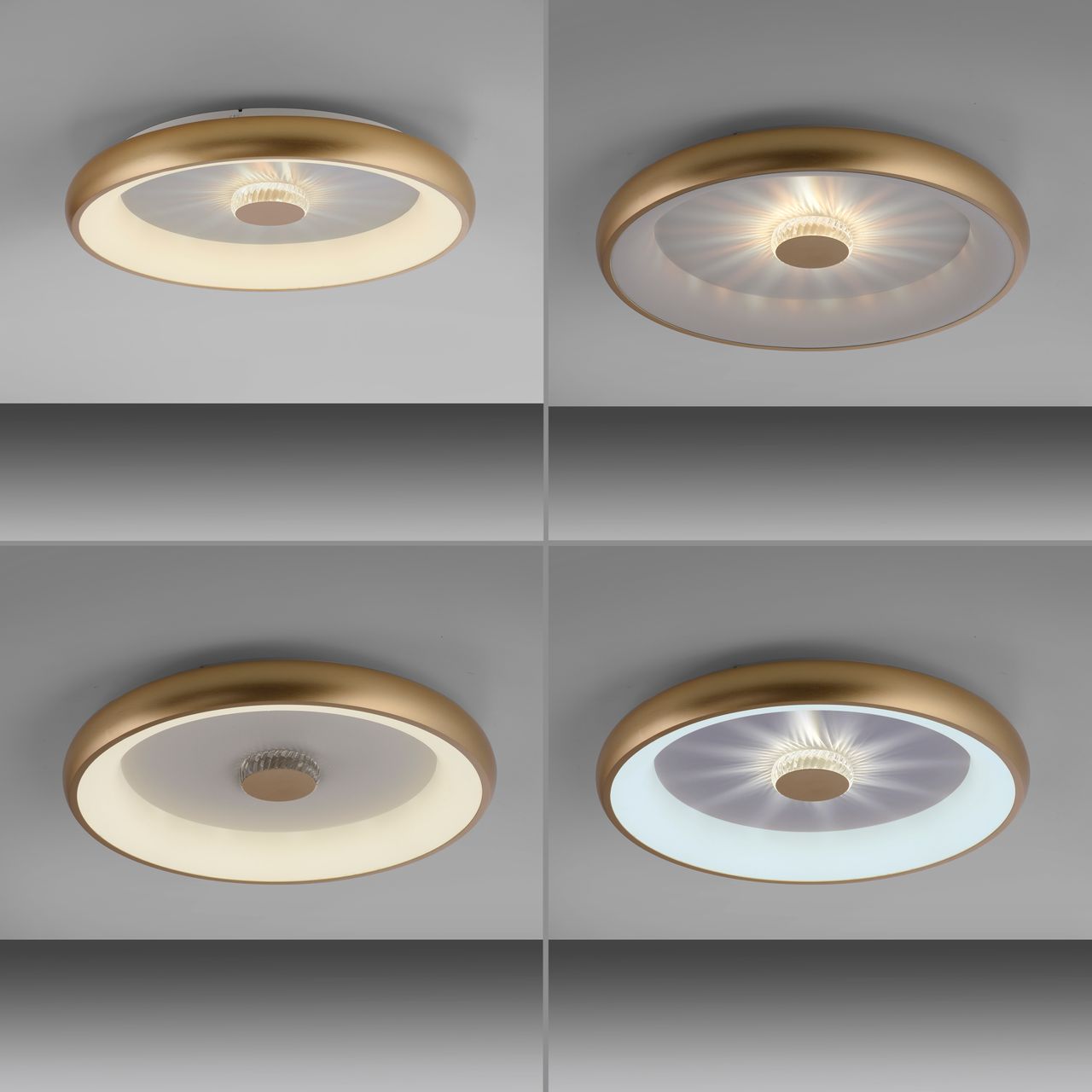 JUST LIGHT LED Deckenleuchte VERTIGO, CCT, dimmbar, Fernbedienung, Ø61,5cm, Kristall-Effekt