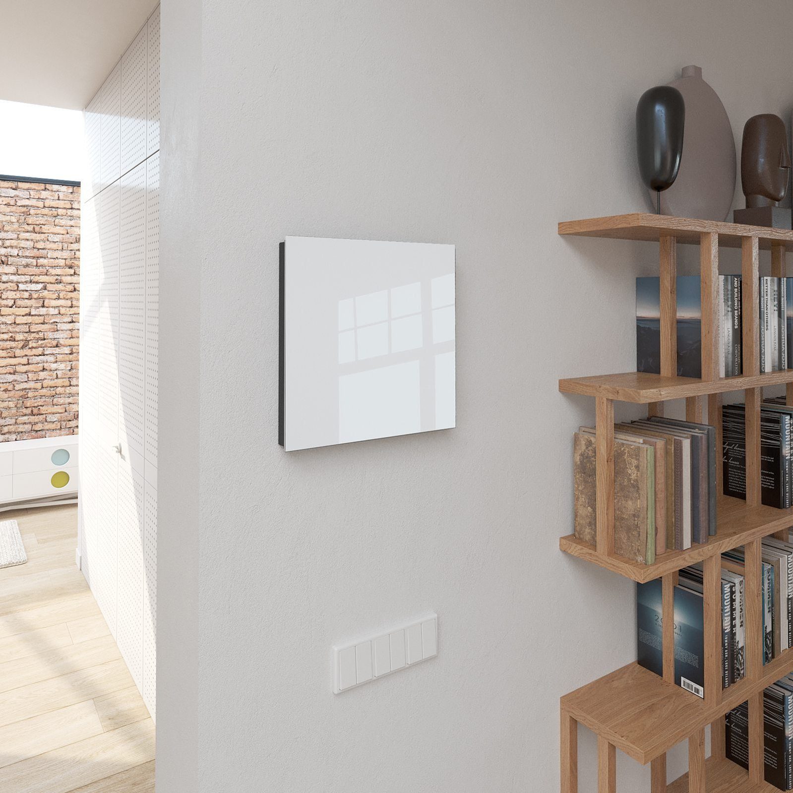 Primedeco Schlüsselkasten Dekor-Schlüsselkasten, Magnetpinnwand und Memoboard mit Glasfront Motiv Hellgrauer Hintergrund