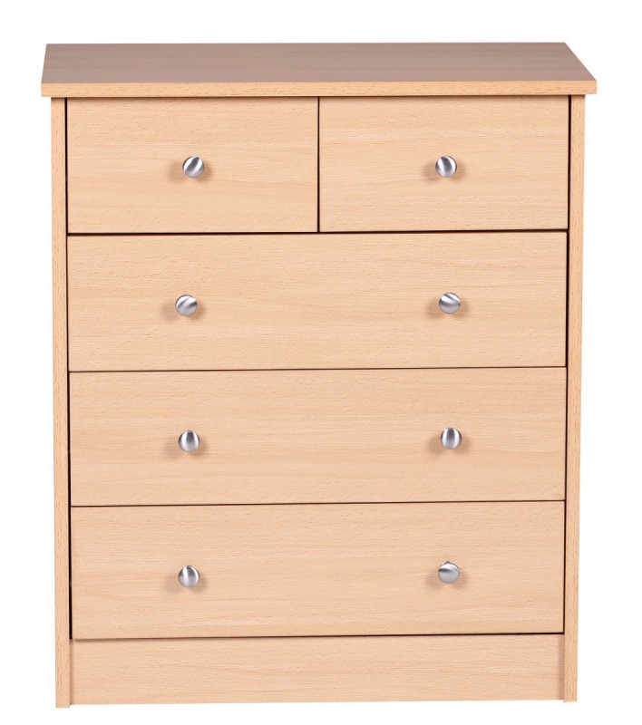 Wohnling Kommode Buche 60 x 70 x 35 cm Sideboard Anrichte mit 5 Schubladen