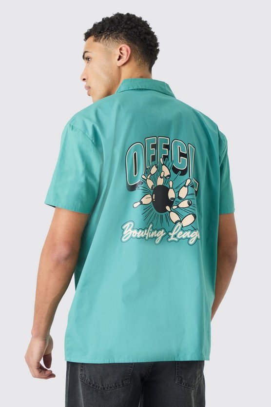 Short Sleeve Poplin Oversized Offcl Bowling Shirt