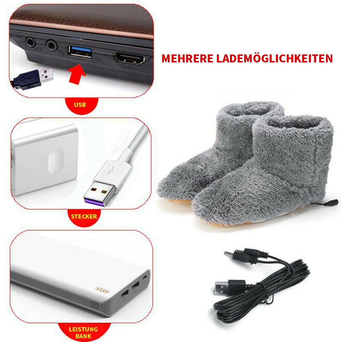 Yoyaxi Heizgerät Winter USB Wärmer Fußschuh Plüsch Warm, Elektrische Hausschuhe, Füße beheizt, waschbar