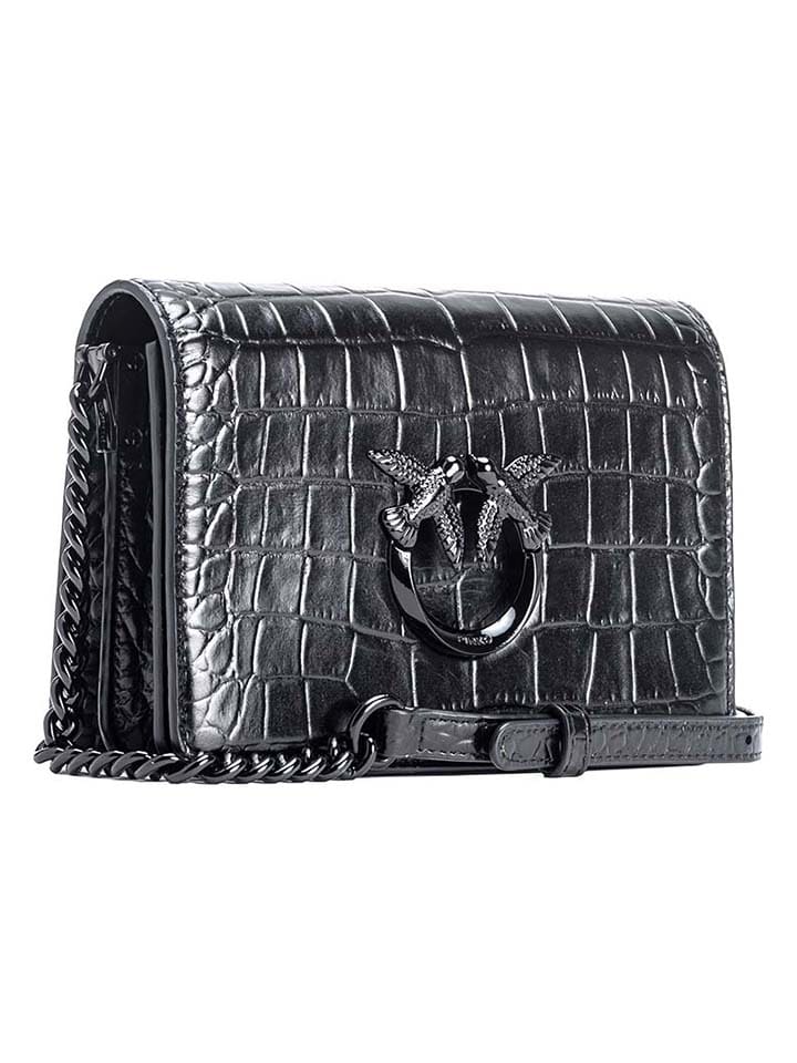 Pinko Leder-Umhängetasche in Schwarz - (B)19 x (H)13 x (T)7 cm günstig kaufen onesize