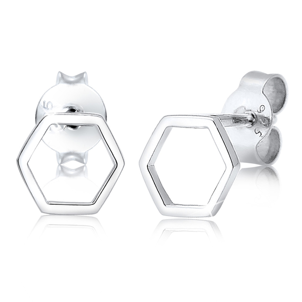 Elli Elli Boucles d'Oreilles Femmes Clou d'oreille Hexagon Geo Tendance Filigrane en a Boucles d'oreilles