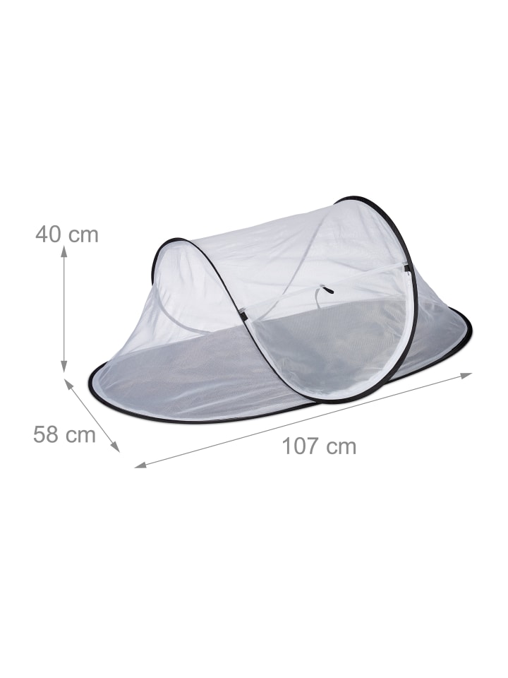 relaxdays Fliegenhaube in Weiß/Schwarz - (B)107 x (H)40 x (T)25,5 cm günstig kaufen onesize