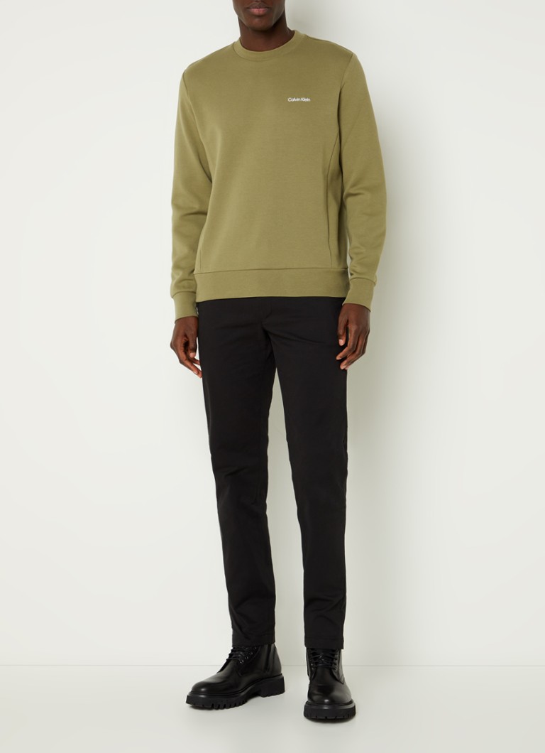 Pantaloni chino Calvin Klein din bumbac organic, mulați, cu curea
