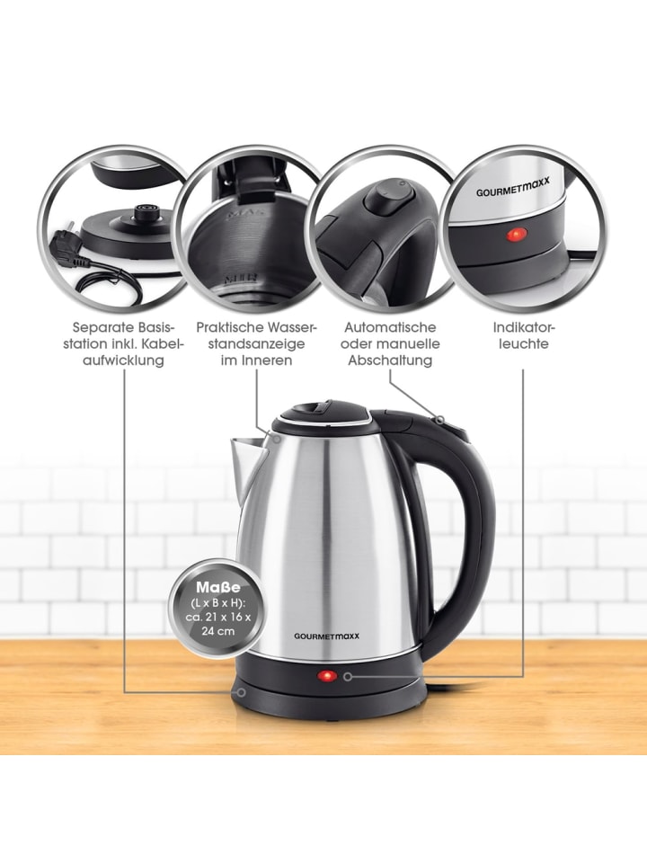 Gourmetmaxx GOURMETmaxx Wasserkocher - 1,8l - Edelstahl günstig kaufen onesize