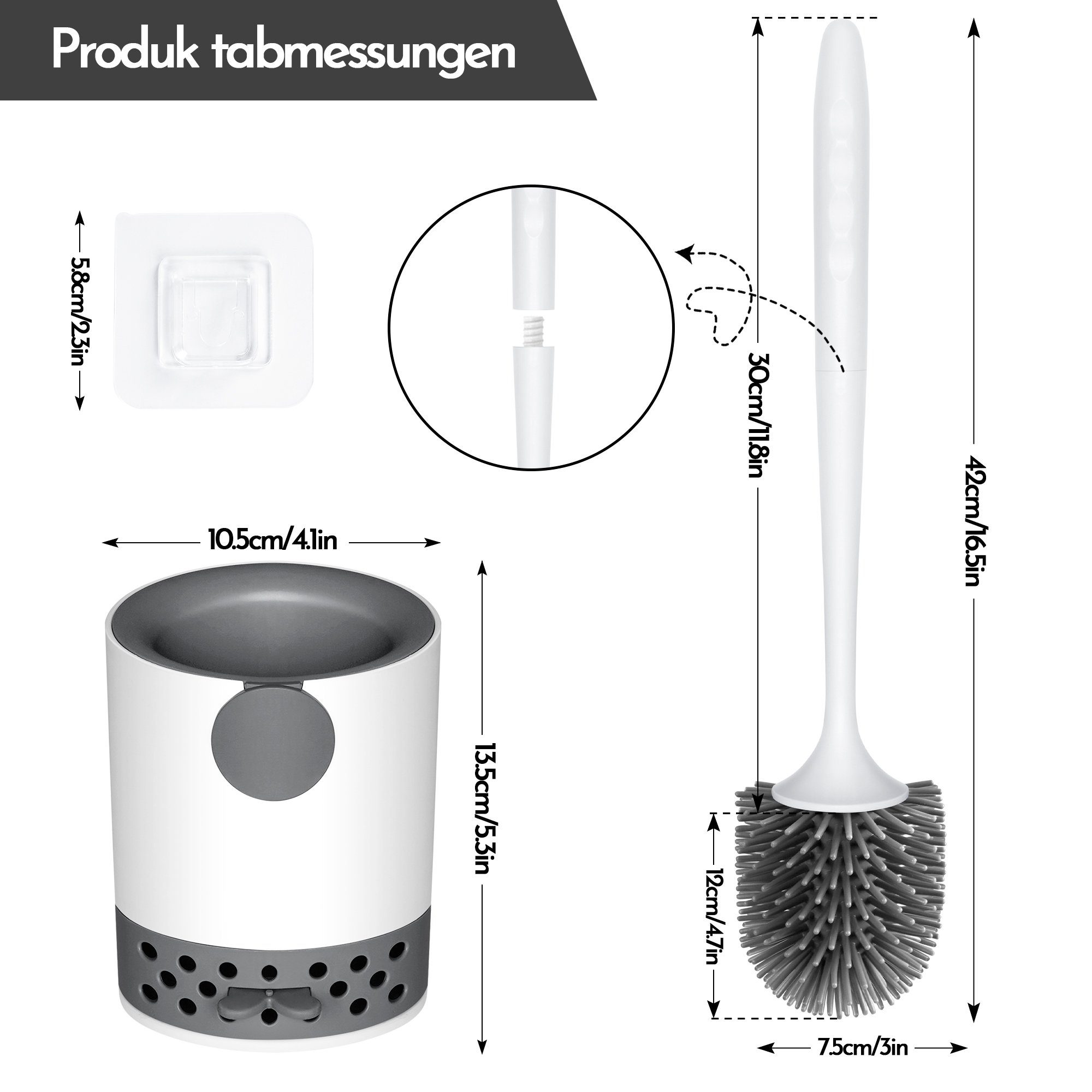 Homewit WC-Reinigungsbürste WC Bürste Toilettenbürste aus Silikon Klobürste mit Halter Set, für Badezimmer oder Gäste-WC, (Set, 1-tlg., Premium Klobürste), mit Antibakteriell ohne Bohren Klobürstenhalter