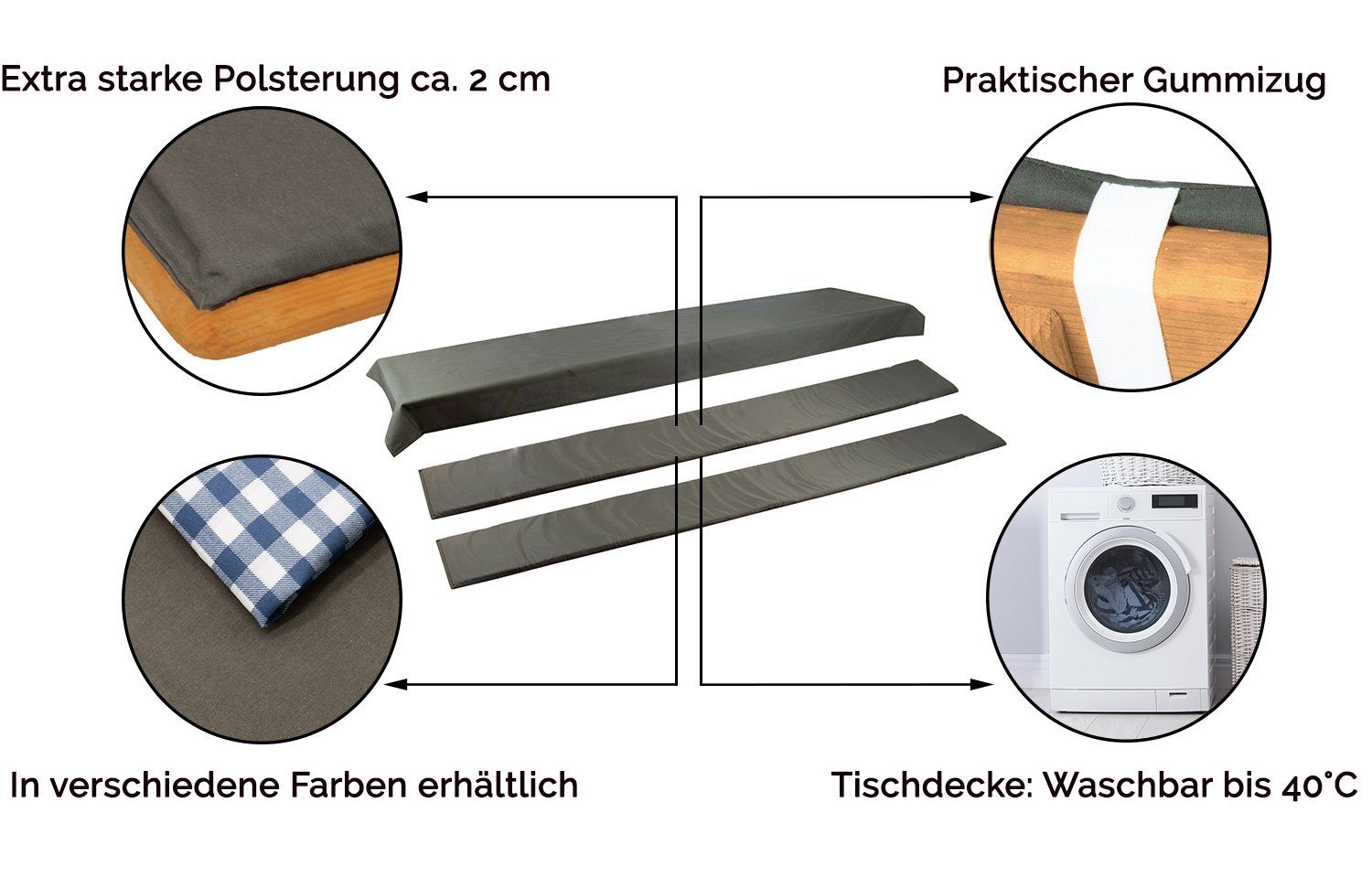 ZOLLNER Bierzeltgarnitur, (3-tlg), gemütlich, waschbar, 100% Polyester