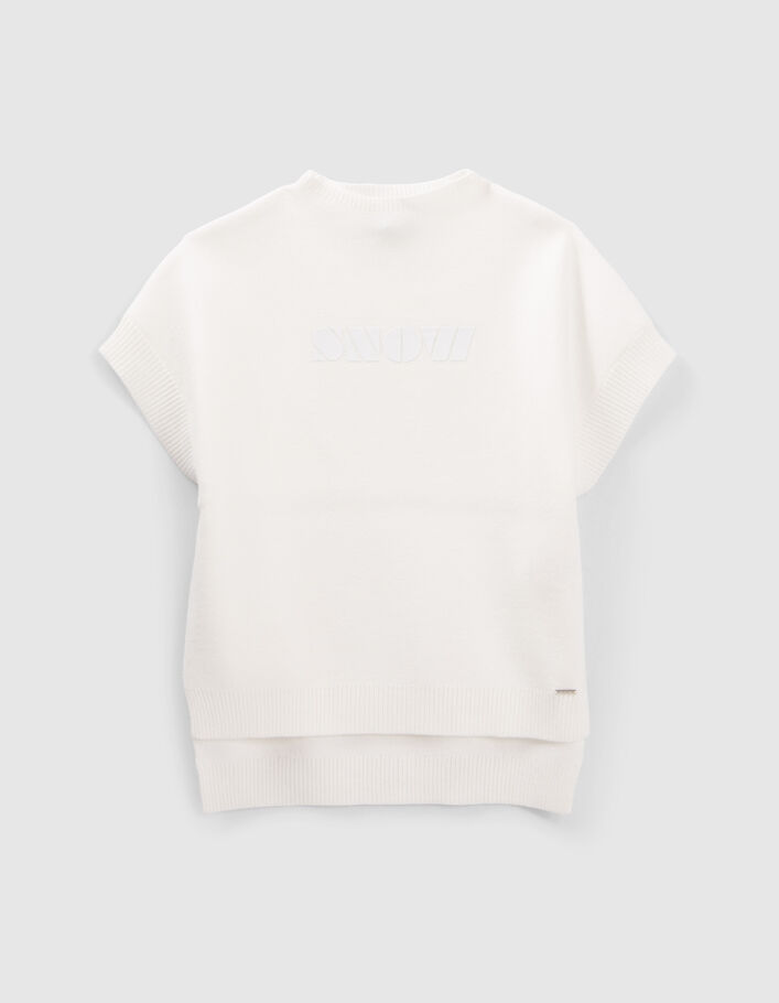 Pull écru asymétrique en tricot fille