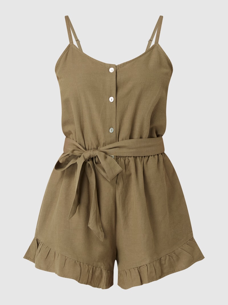 Playsuit mit Leinen-Anteil Modell 'Rilla' in olivgrün