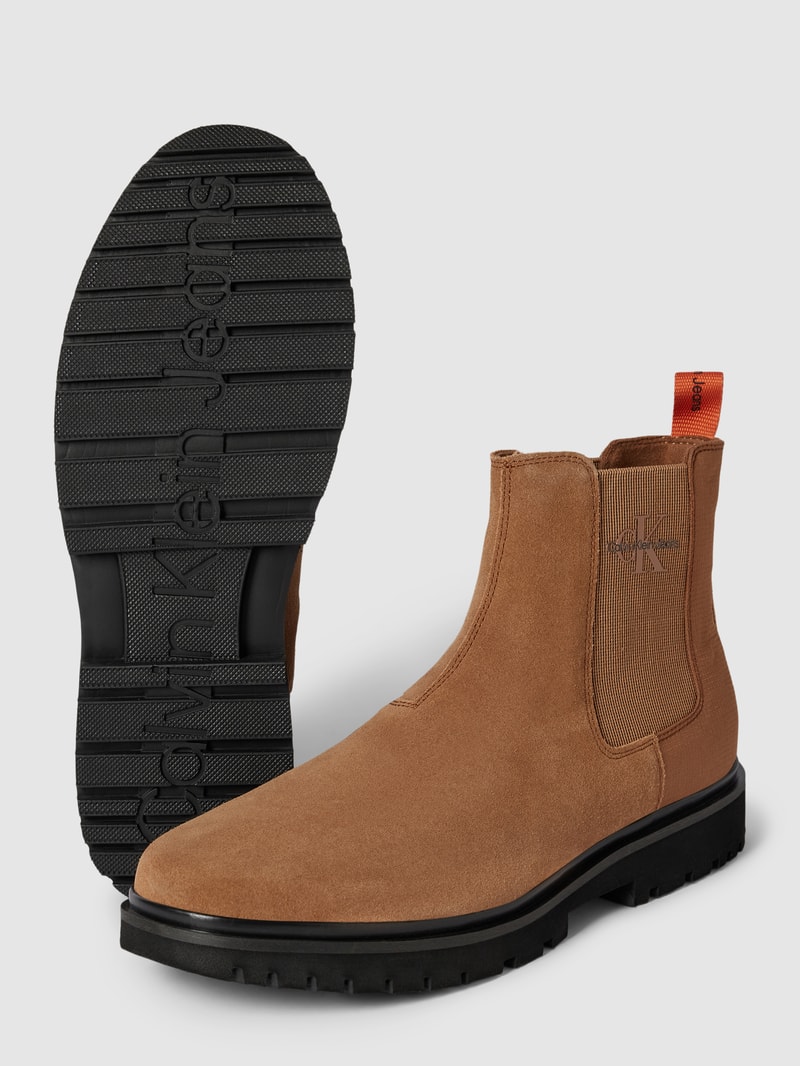 Chelsea Boots mit elastischen Einsätzen in hellbraun
