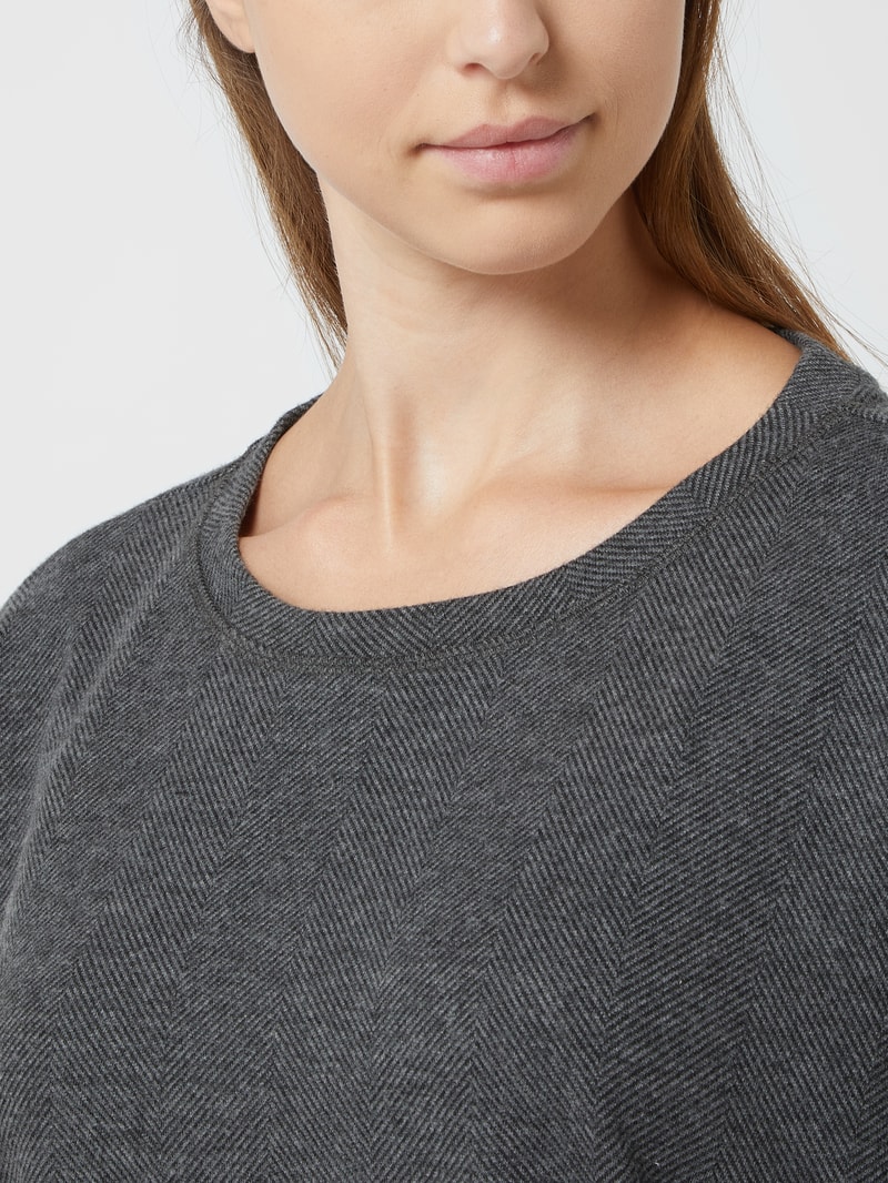 Sweatshirt mit Fischgrat-Dessin in schwarz