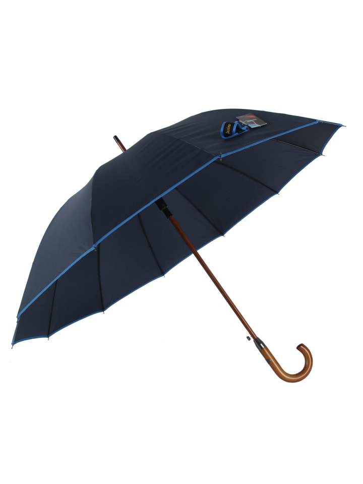COFI 1453 Stockregenschirm Stockschirm Regenschirm Holzgriff mit Fiberglasstange in Blau günstig kaufen onesize