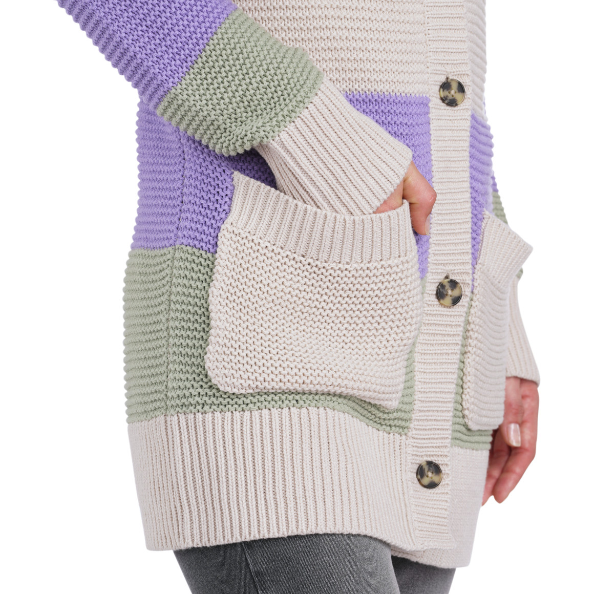 Damen Strickjacke mit Blockstreifen
