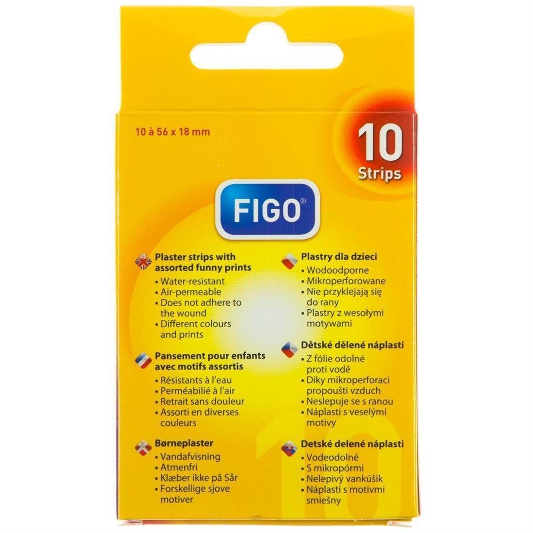 Fixierpflaster 100 Stück FIGO Kinderpflaster verschiedene Motive, 10 Packungen + 1