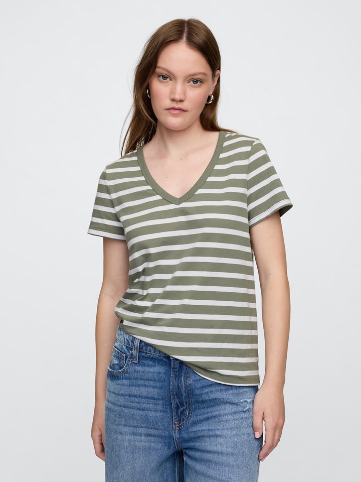 GAP Shirt in Khaki/ Weiß günstig kaufen