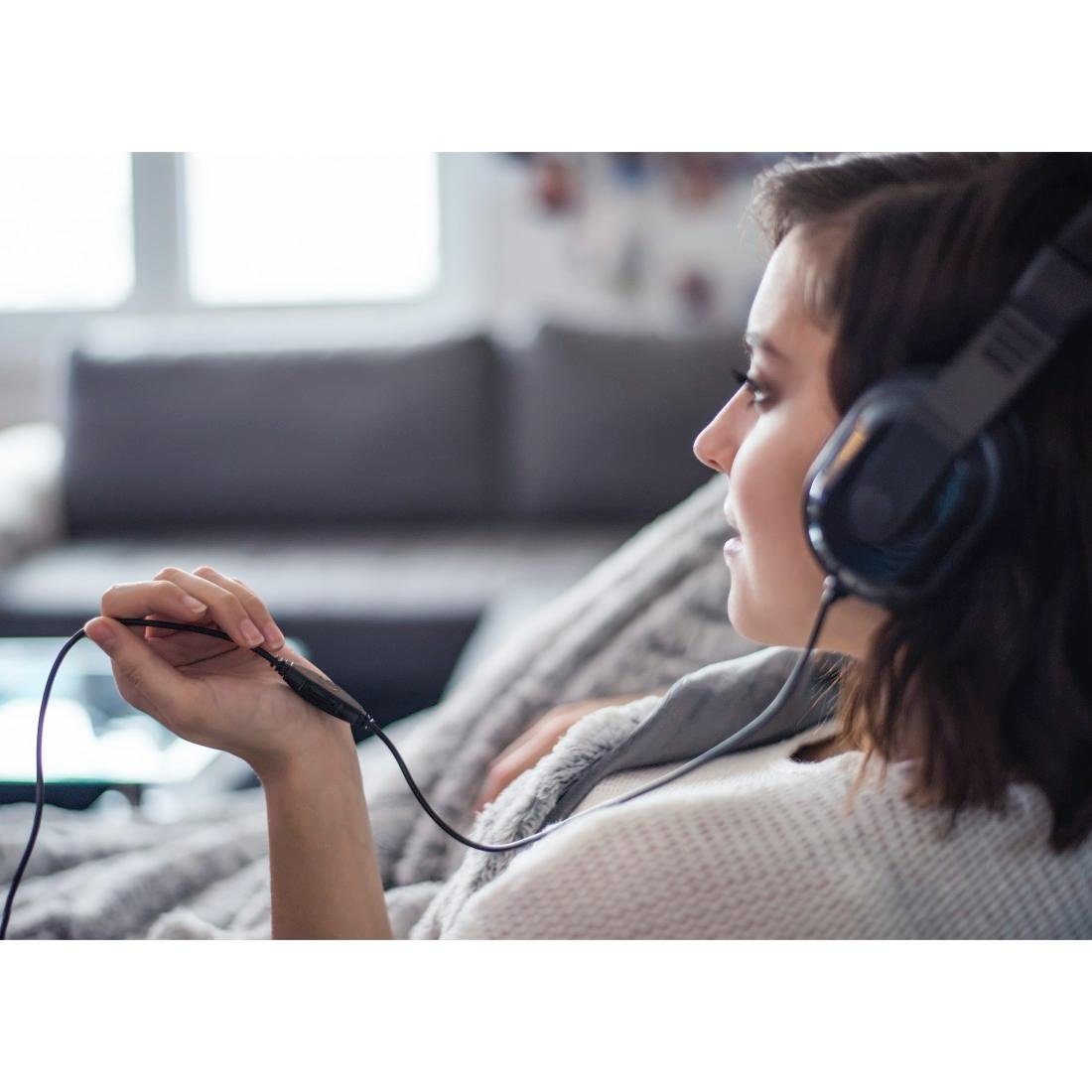 Thomson TV HiFi Kopfhörer Over Ear, Lautstärke regelbar, extra langes Kabel Over-Ear-Kopfhörer (Schwarz)