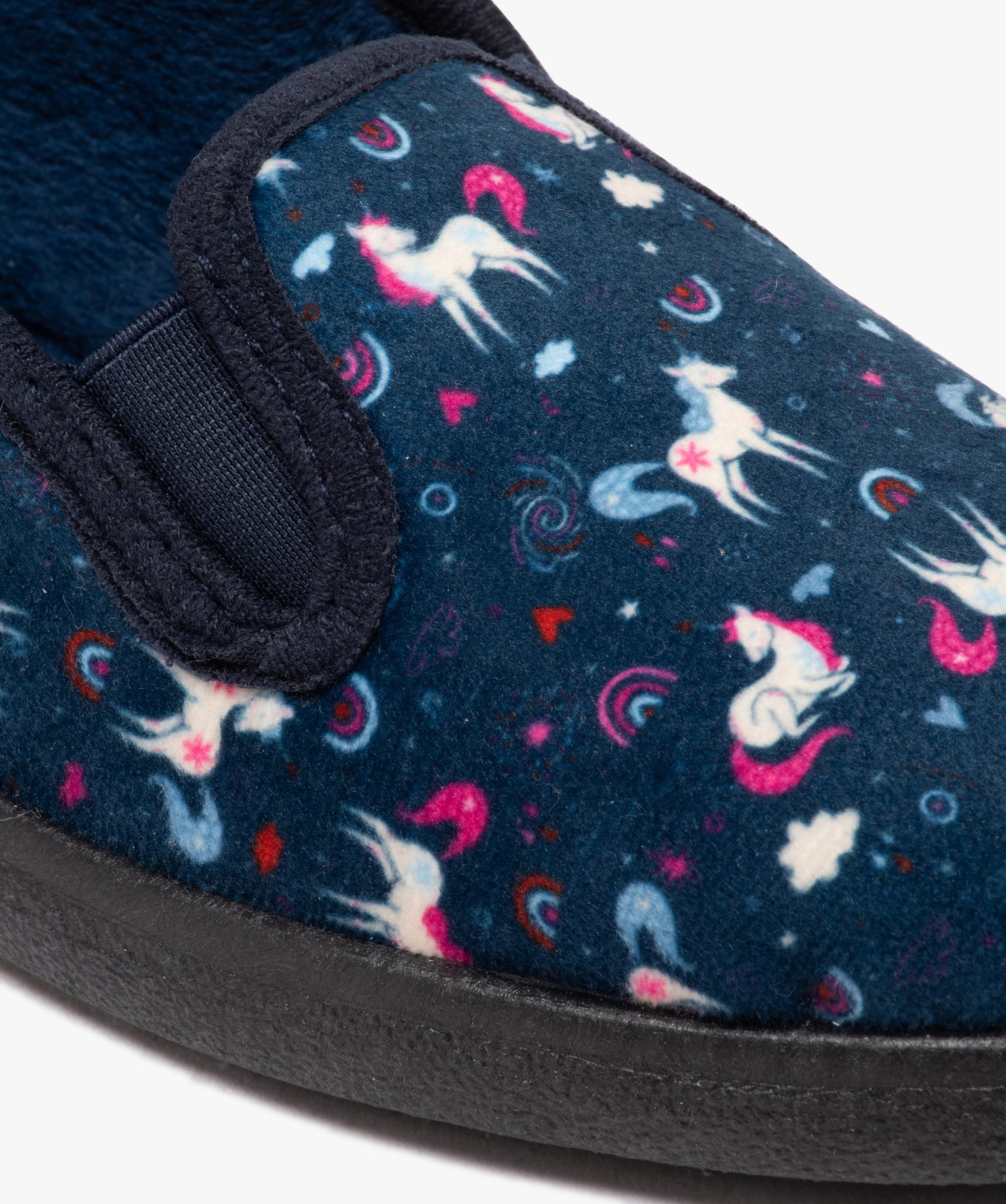 Chaussons fille en velours à motif licorne marine | GEMO