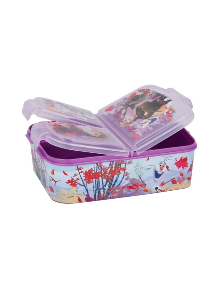 Disney Frozen Anna und Elsa Kinder Premium Lunchbox Brotdose mit 3 Fächern in Lila günstig kaufen onesize