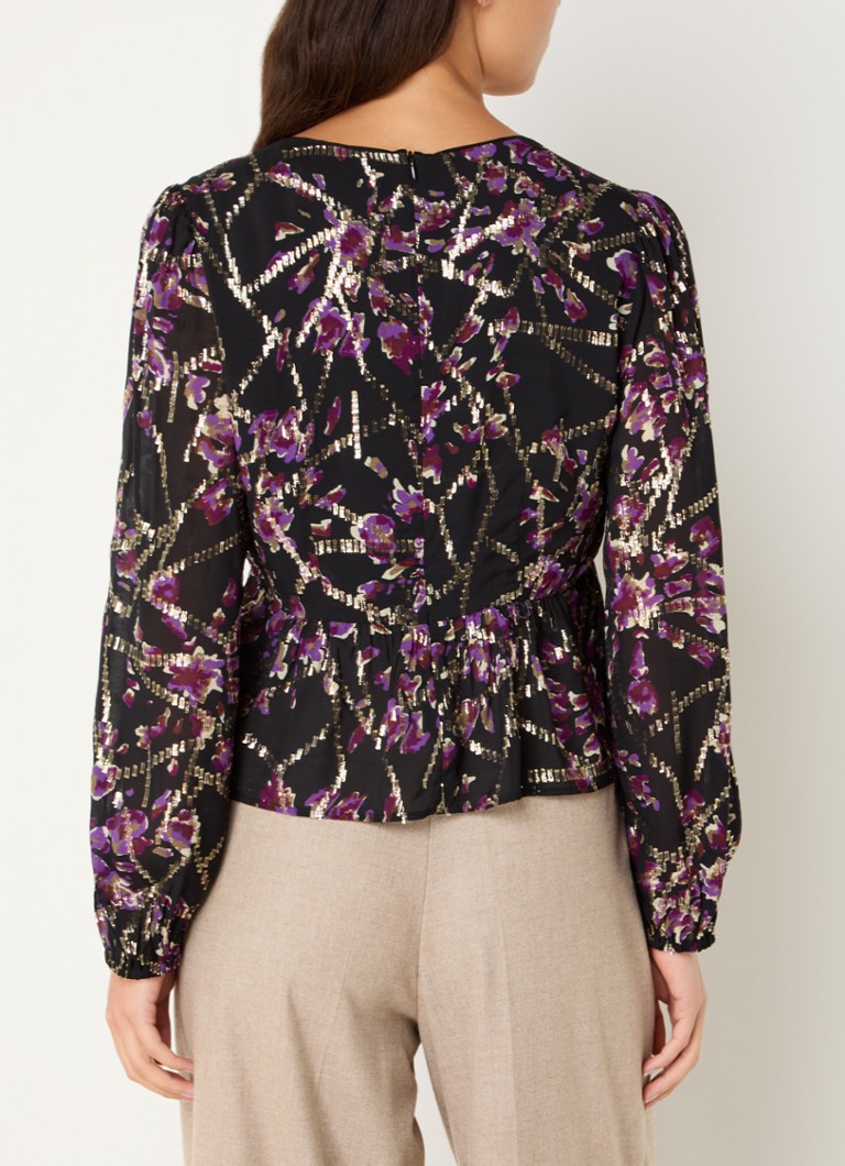 ba&sh  Divine top in zijdeblend met print en lurex