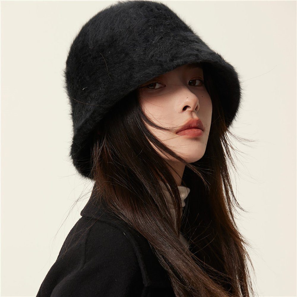 HutWorld Filzhut Damen Kaninchenfellimitat Mütze (Warme Wintermütze mit Weichem Innenfutter, Eimerhut Cap Damen Koreanisch Stil) winddicht und warm