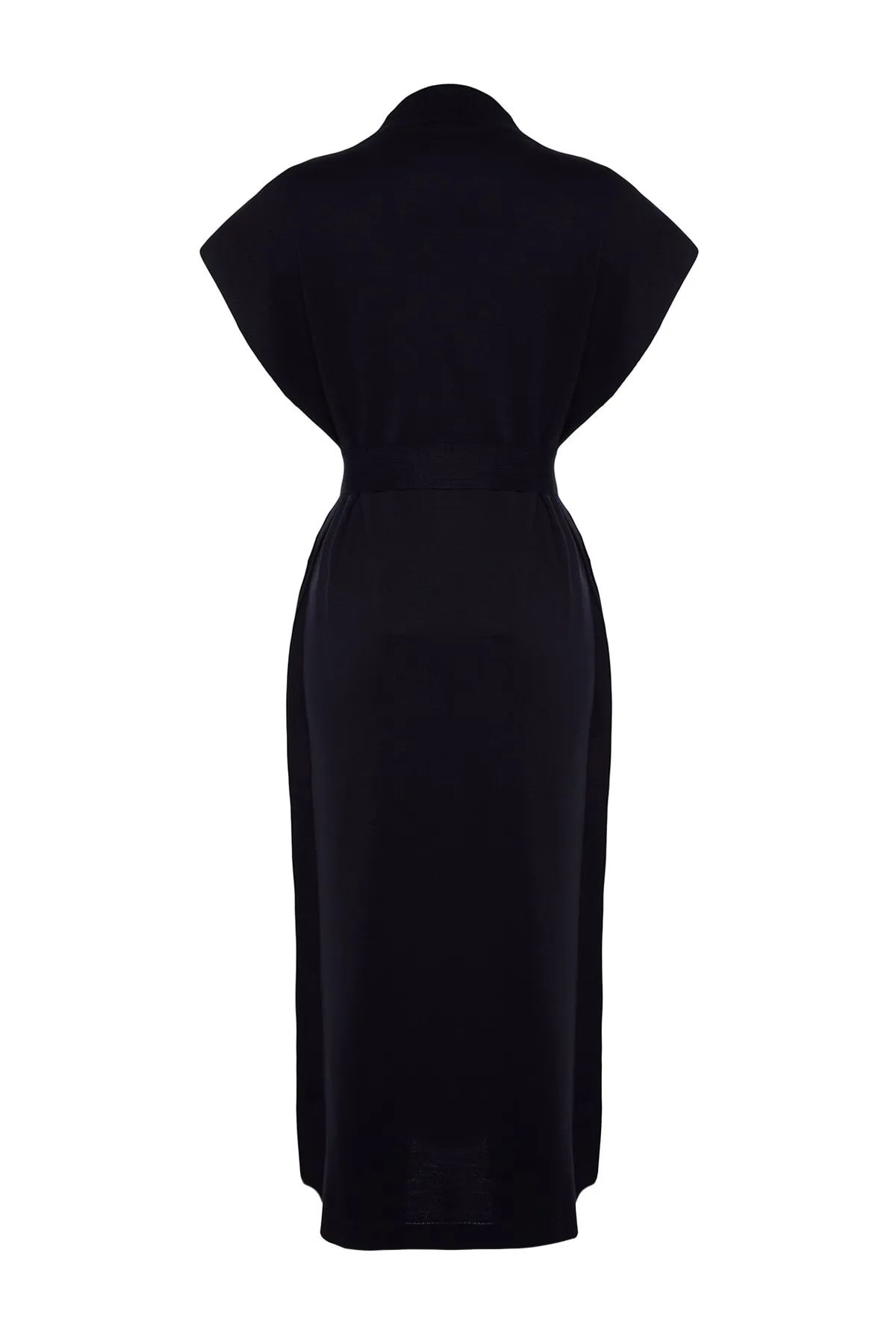 Trendyol Modest  Marineblaues Strickpulloverkleid mit Knöpfen und Details TCTAW24UV00038