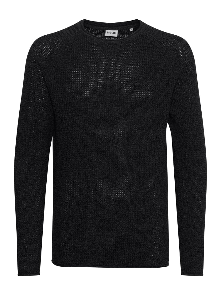 !SOLID Strickpullover SDKotchap 21301069-ME  Melierter Strickpullover mit Rollkanten in Schwarz günstig kaufen