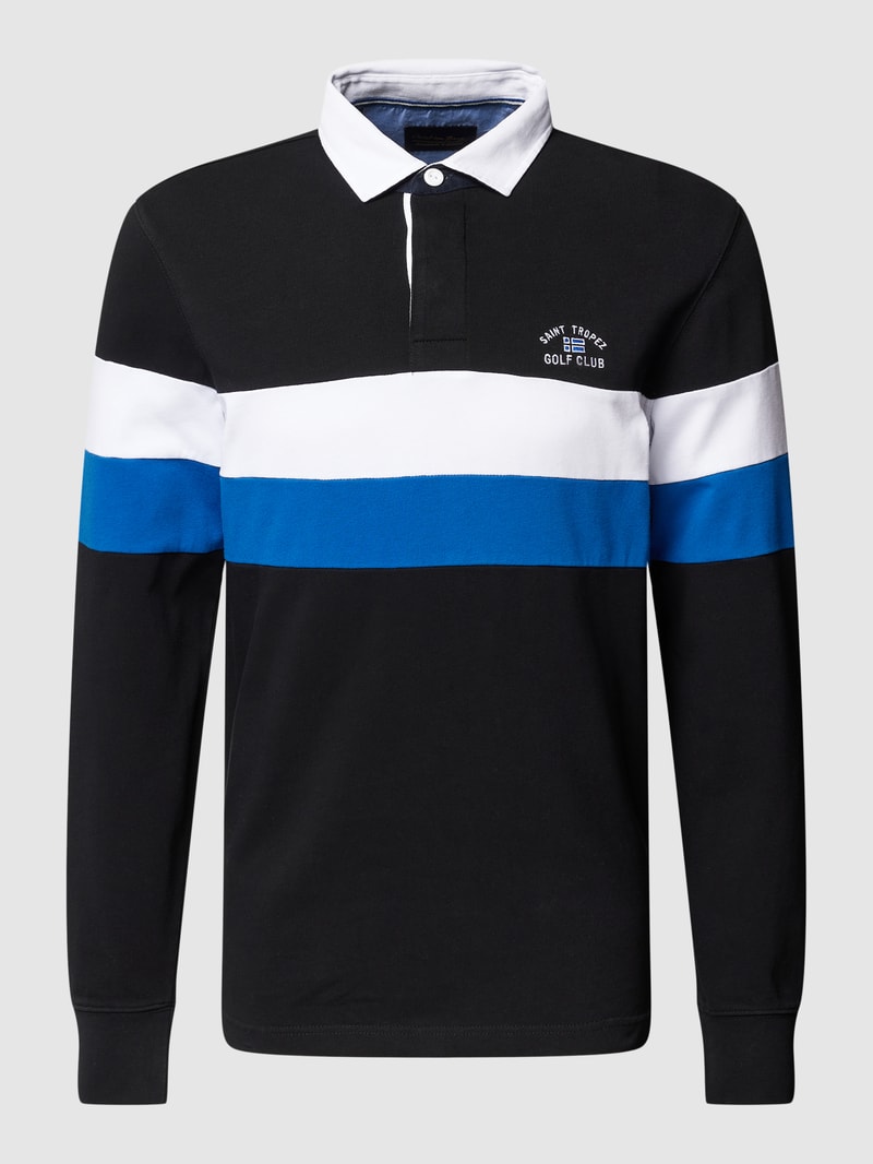 Sweatshirt mit Polokragen im Colour-Blocking-Design in schwarz